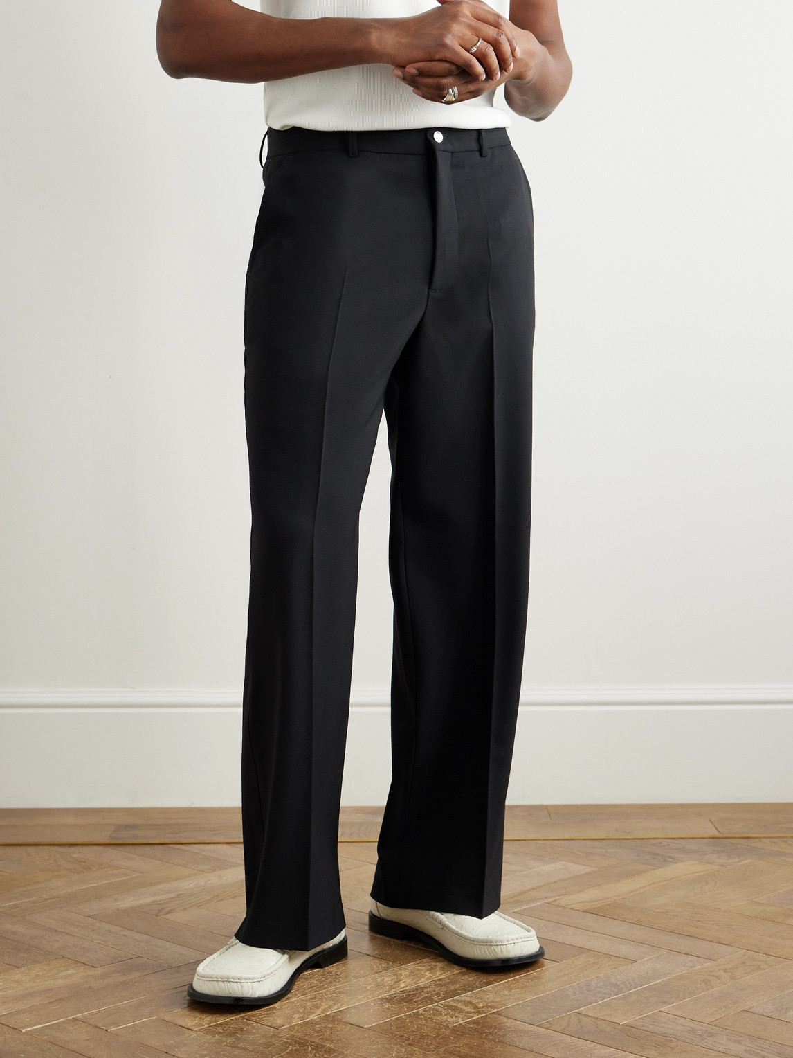 SECOND / LAYER ZOOTY STRAIGHT-LEG STRETCH-WOOL TROUSERS