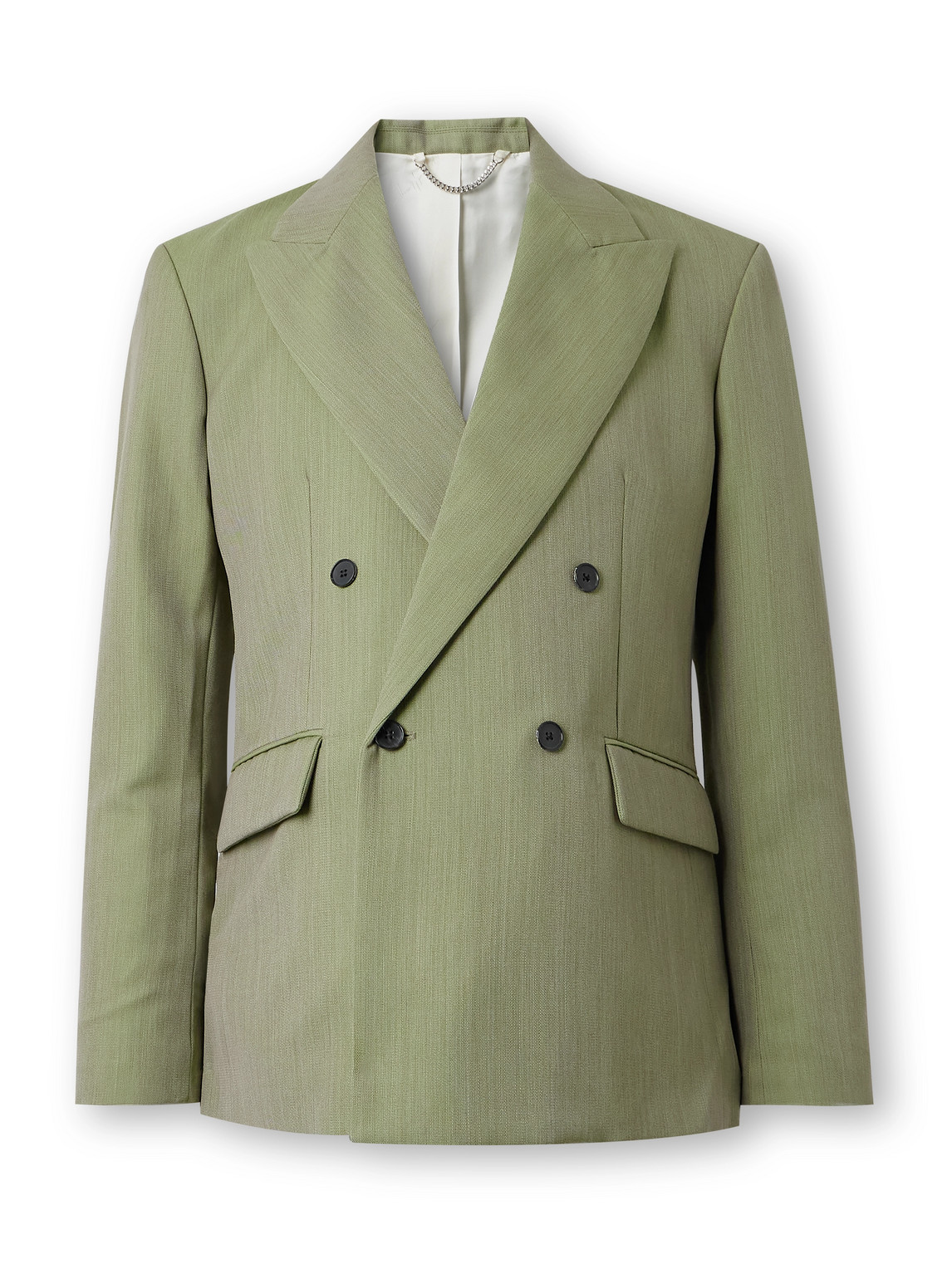 Second / Layer Pico Double-breasted Wool Blazer In Green