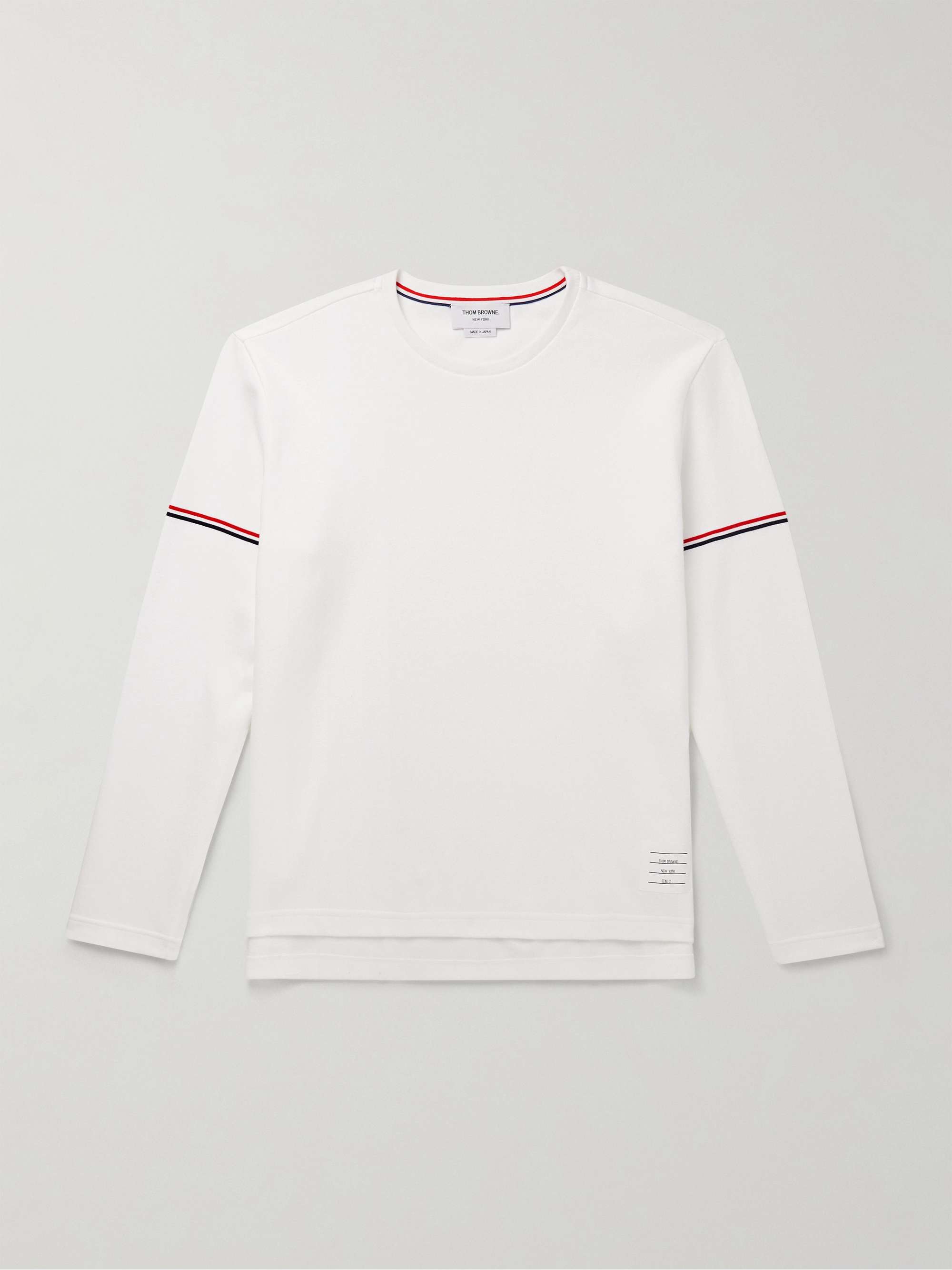 超特価SALE開催！ THOM T-Shirt Cotton-Interlock Striped Logo-Appliquéd BROWNE トップス