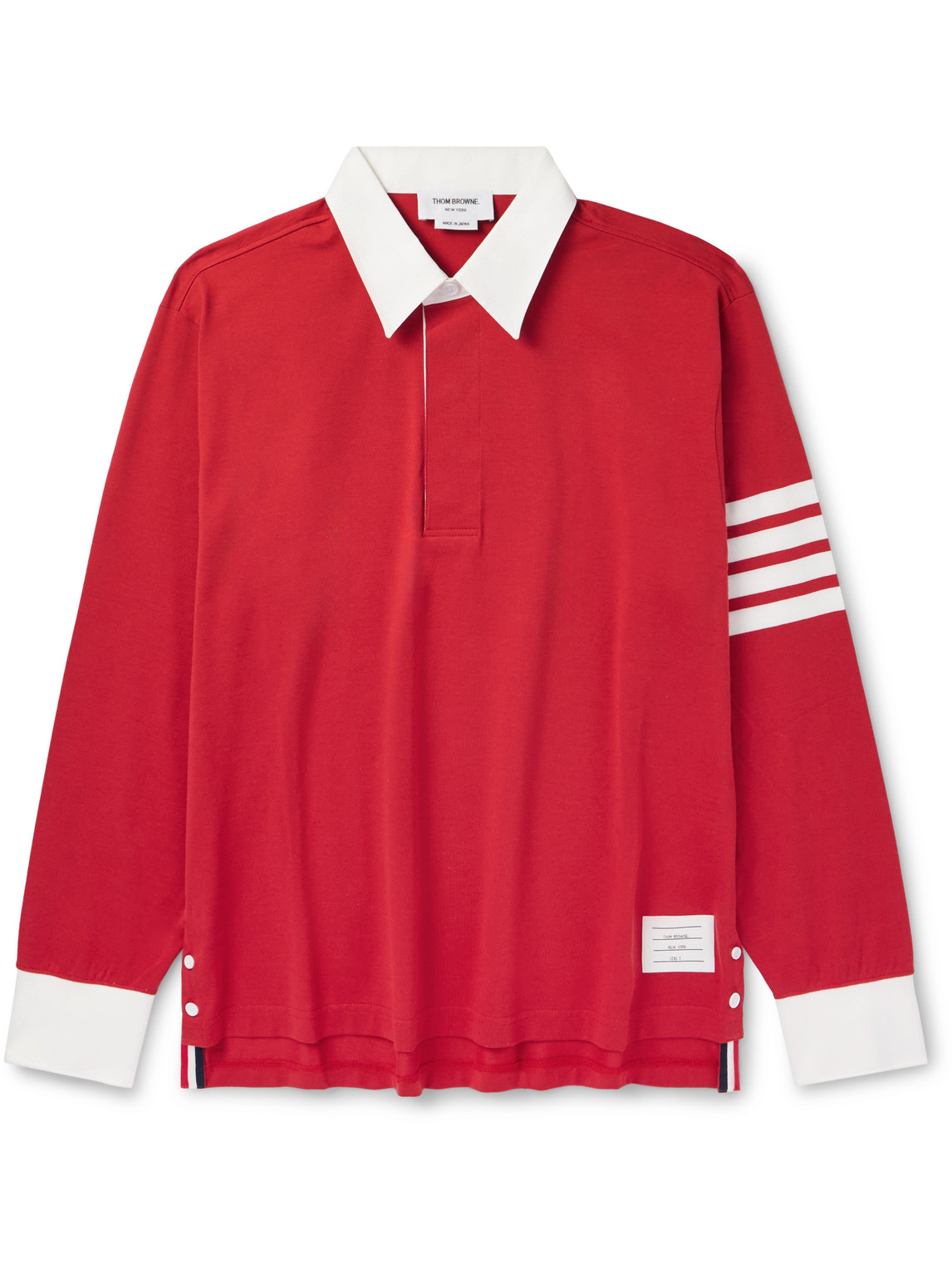 Thom Browne Long-sleeved Cotton Polo Shirt In Red
