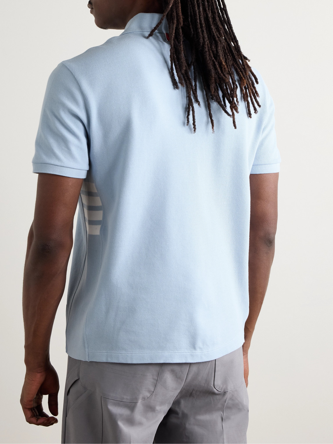 Logo-Appliquéd Striped Cotton-Piqué Polo Shirt