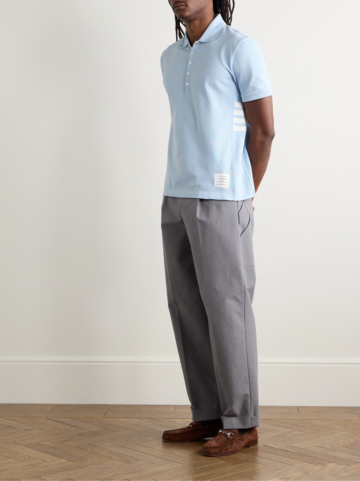 Logo-Appliquéd Striped Cotton-Piqué Polo Shirt