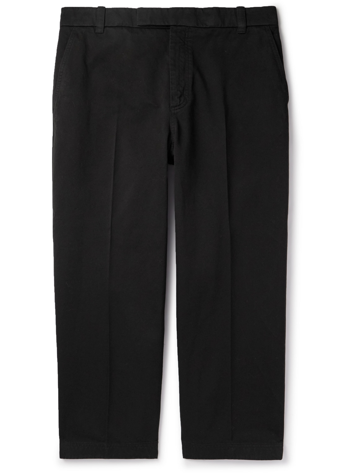 Thom Browne Utility Tapered Garment-dyed Cotton-twill Trousers In Black