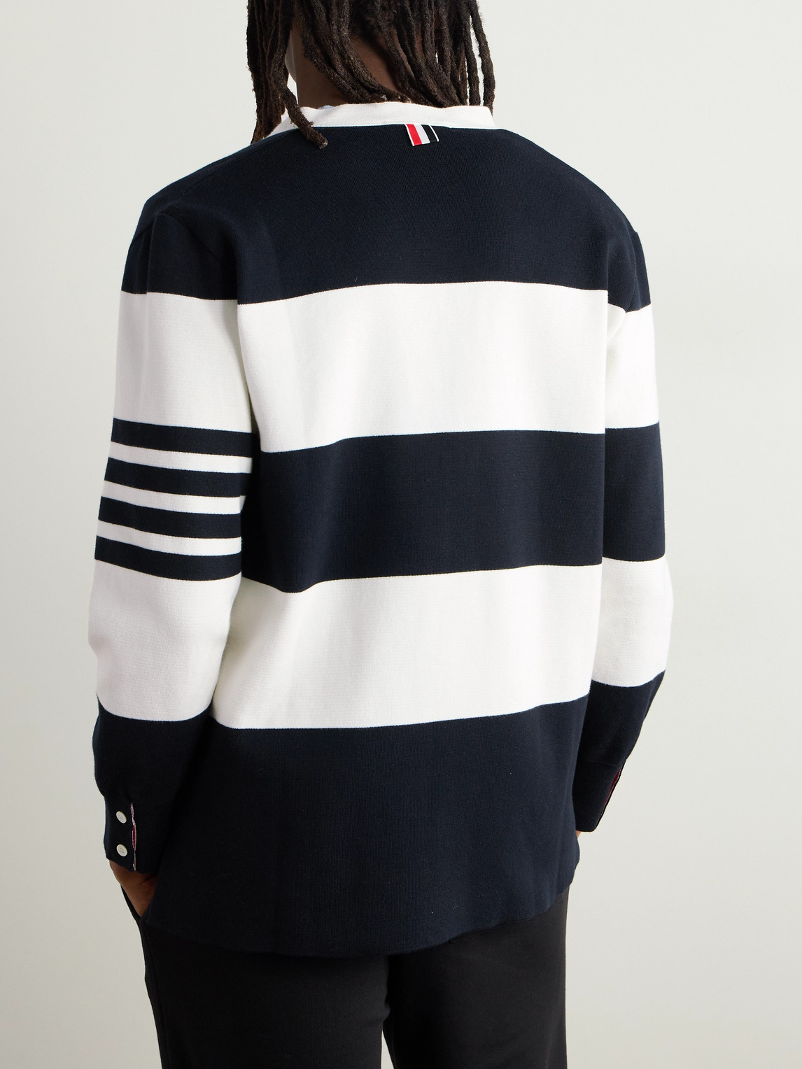 Shop Thom Browne Striped Cotton Cardigan In Blue