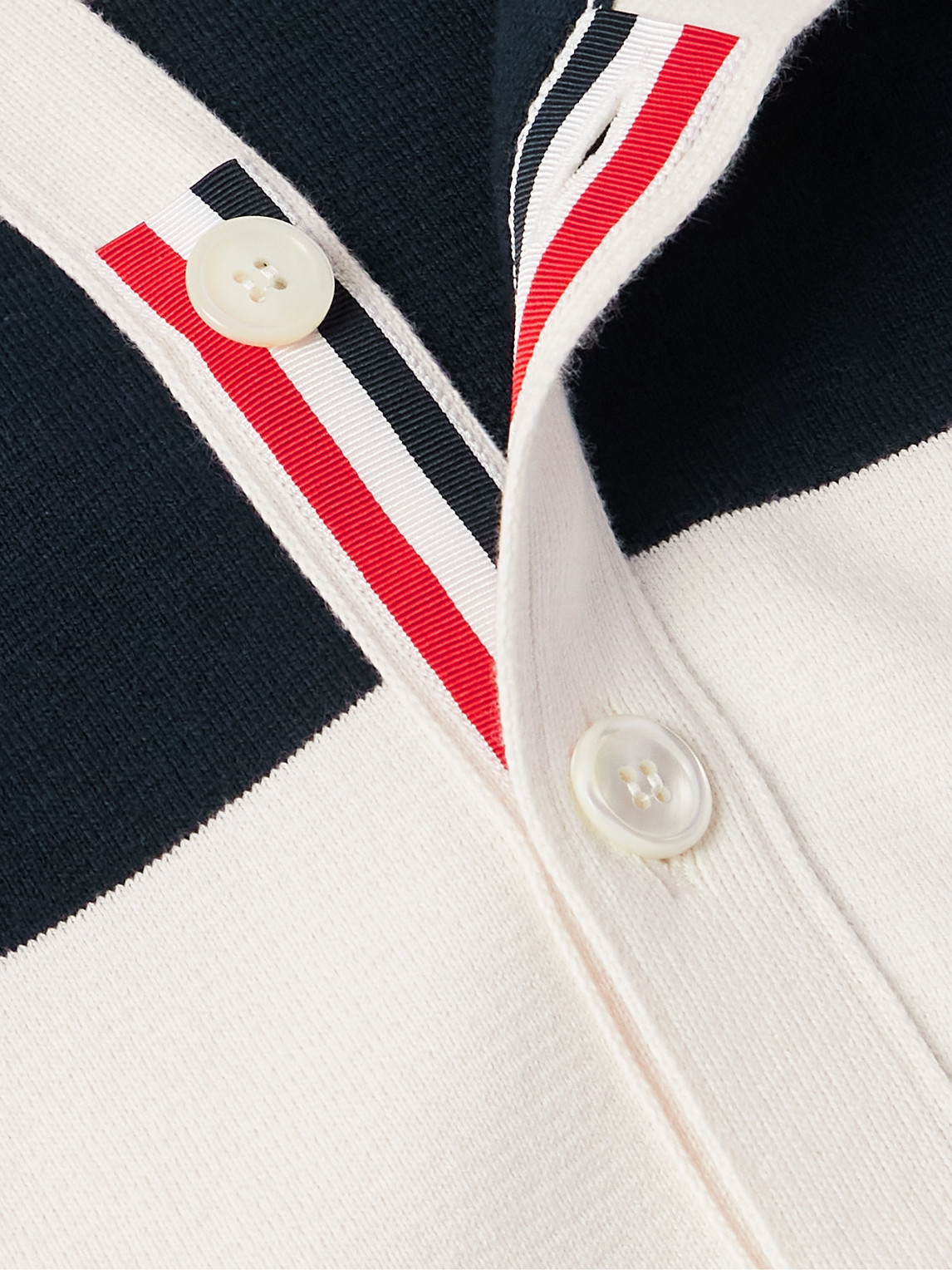 Shop Thom Browne Striped Cotton Cardigan In Blue