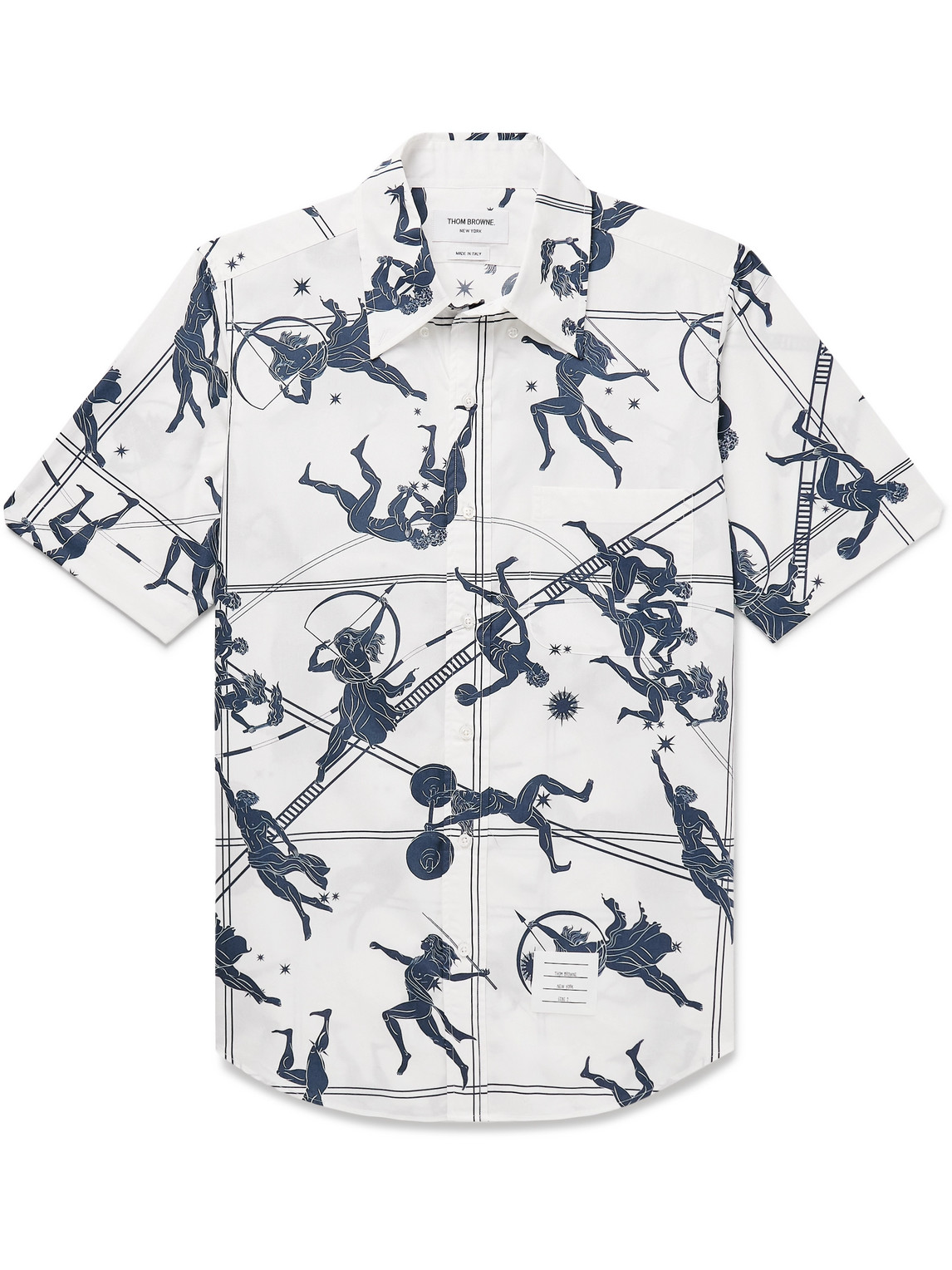 Thom Browne Straight Fit Olympic Constellation Button-down Shirt In Blue