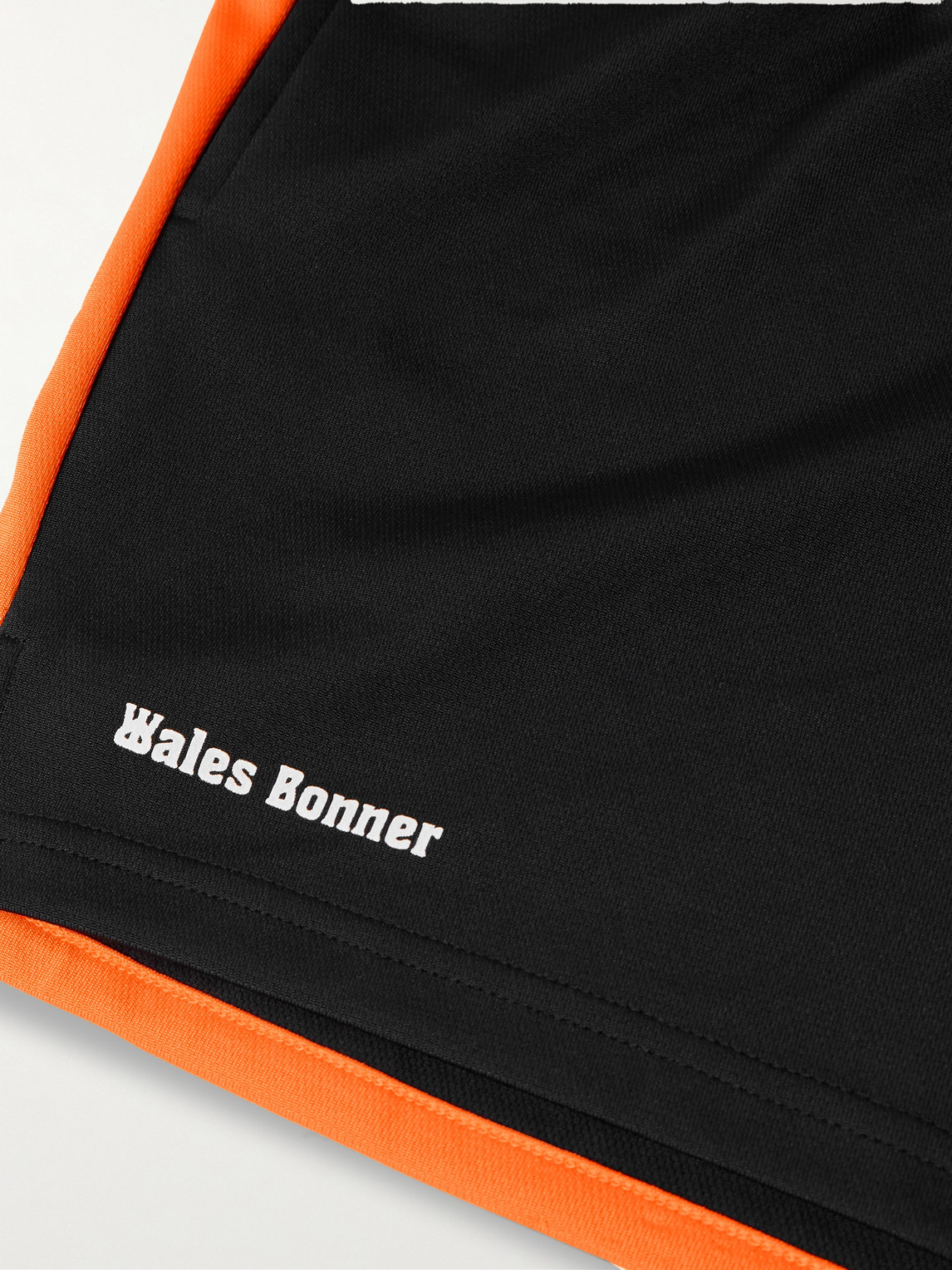 Shop Wales Bonner Straight-leg Logo-appliquéd Two-tone Tech-jersey Shorts In Black