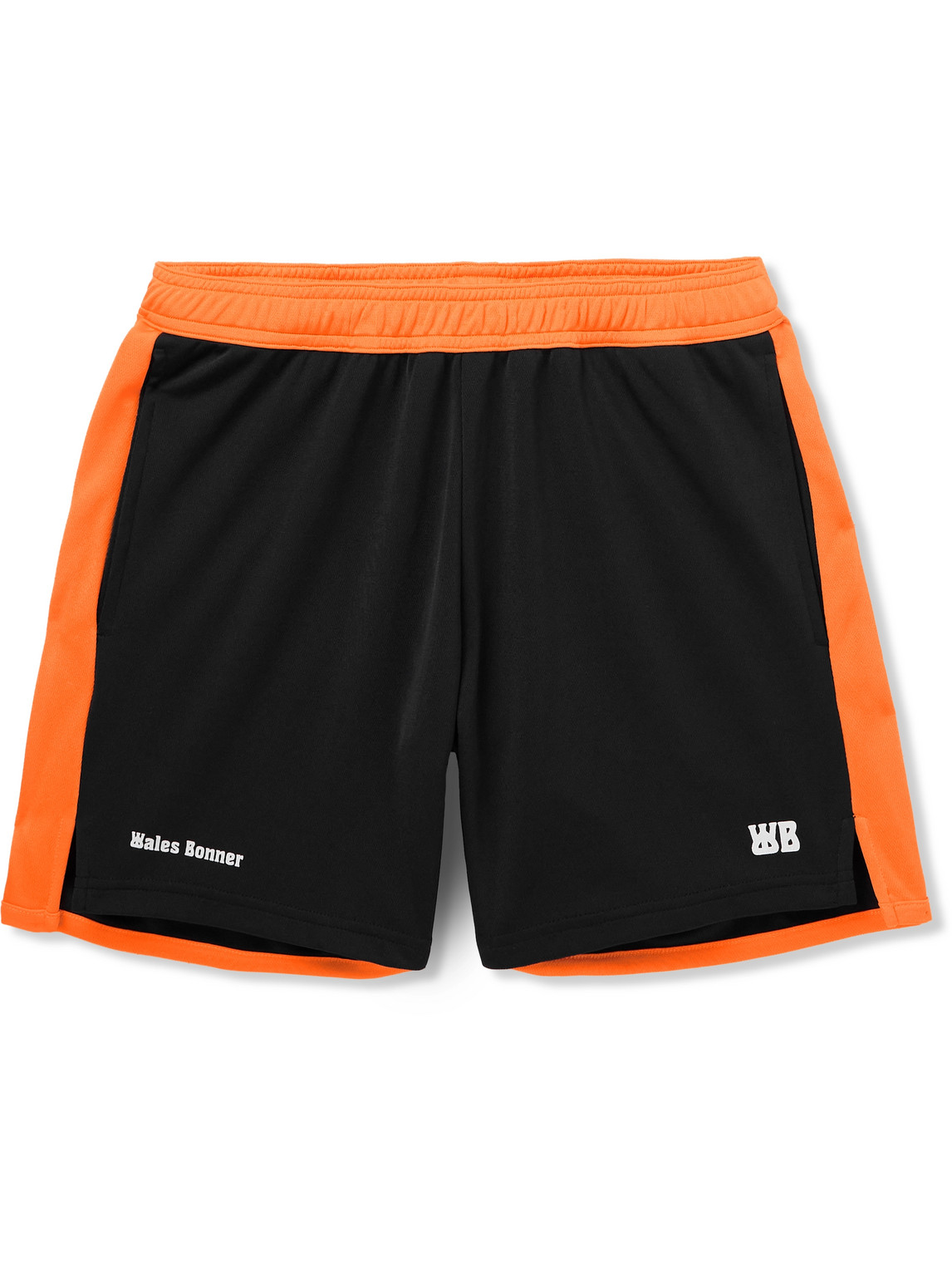 Wales Bonner Straight-leg Logo-appliquéd Two-tone Tech-jersey Shorts In Black