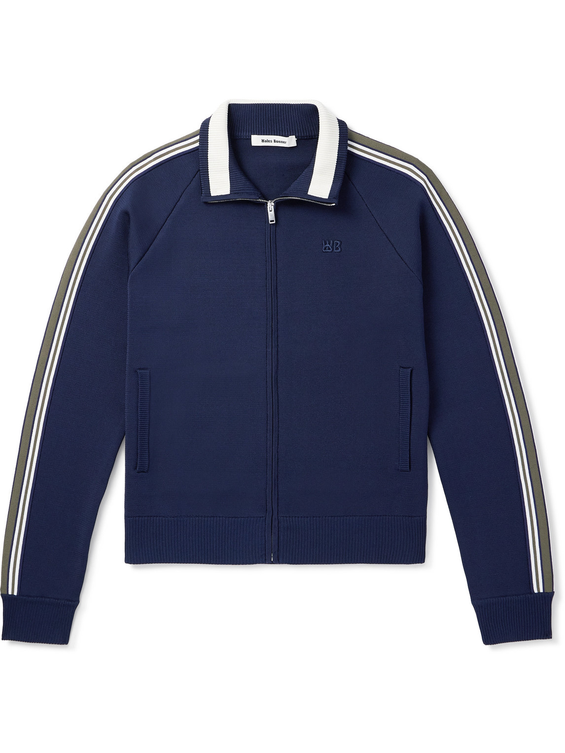 Wales Bonner - Striped Logo-Embroidered Waffle-Knit Track Jacket
