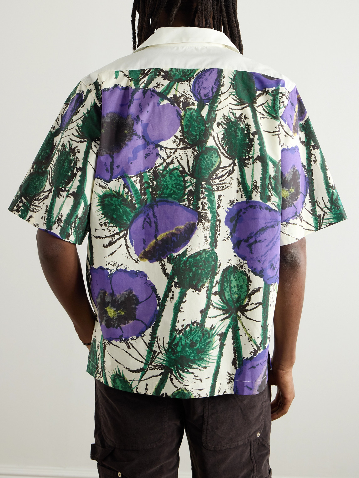 Shop Wales Bonner Althea Mcnish Highlife Camp-collar Logo-embroidered Printed Cotton-poplin Shirt In Purple
