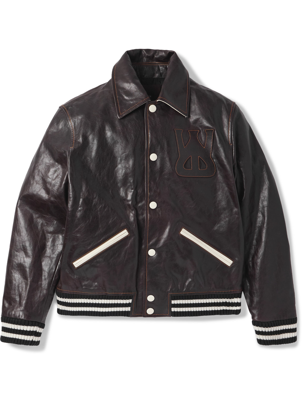 Prince Logo-Appliquéd Padded Leather Varsity Jacket