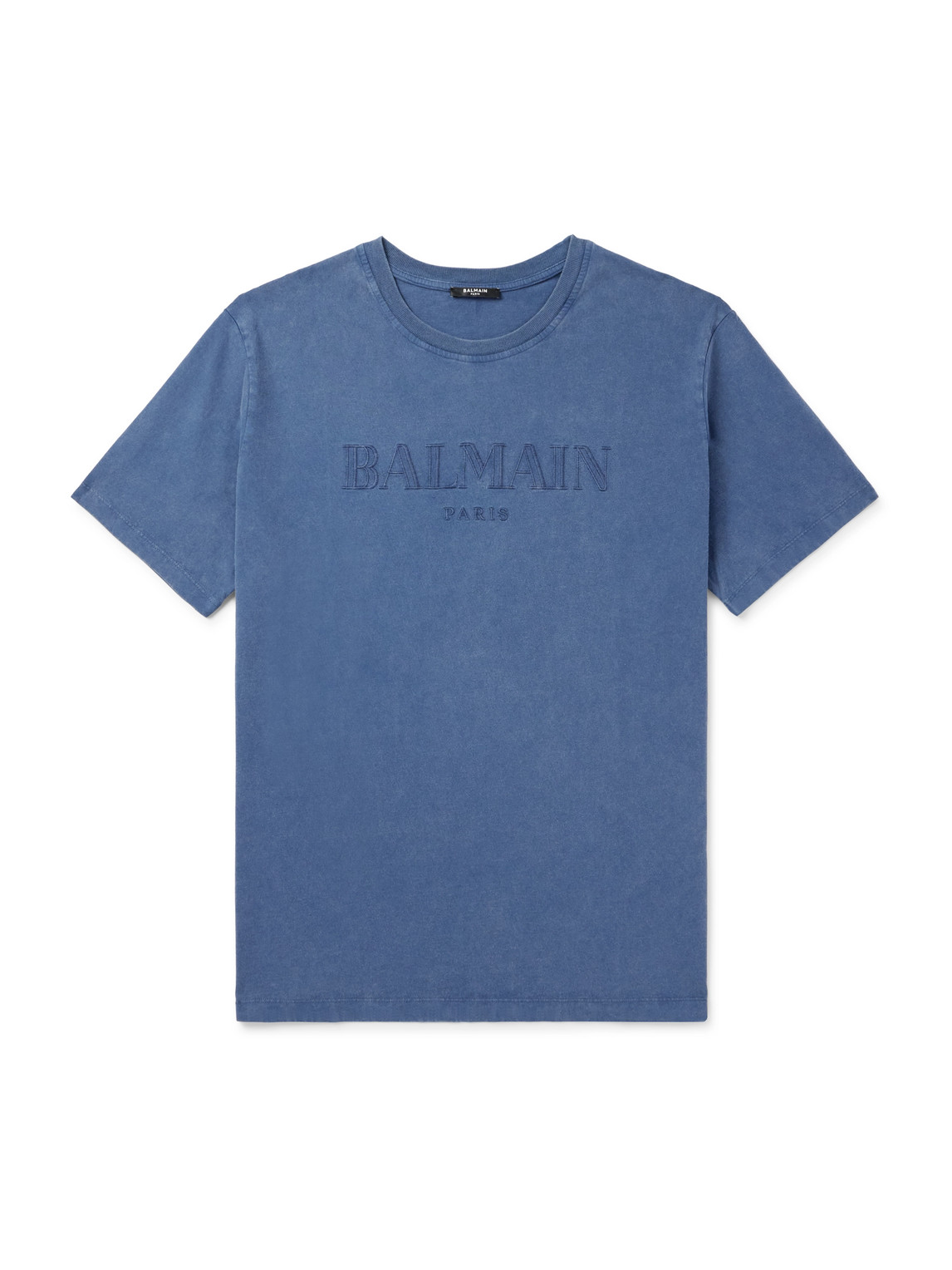 Balmain Printed Cotton-jersey T-shirt In Blue