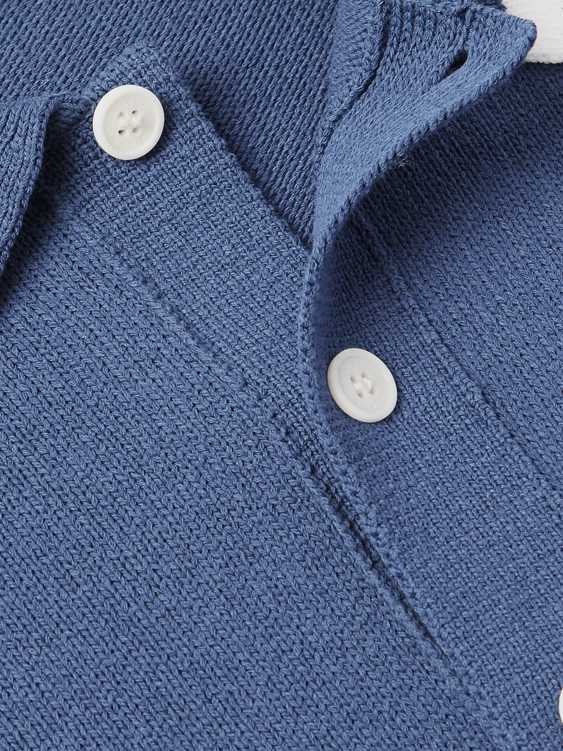 Balmain Logo-embroidered Striped Knitted Polo Shirt In Blue