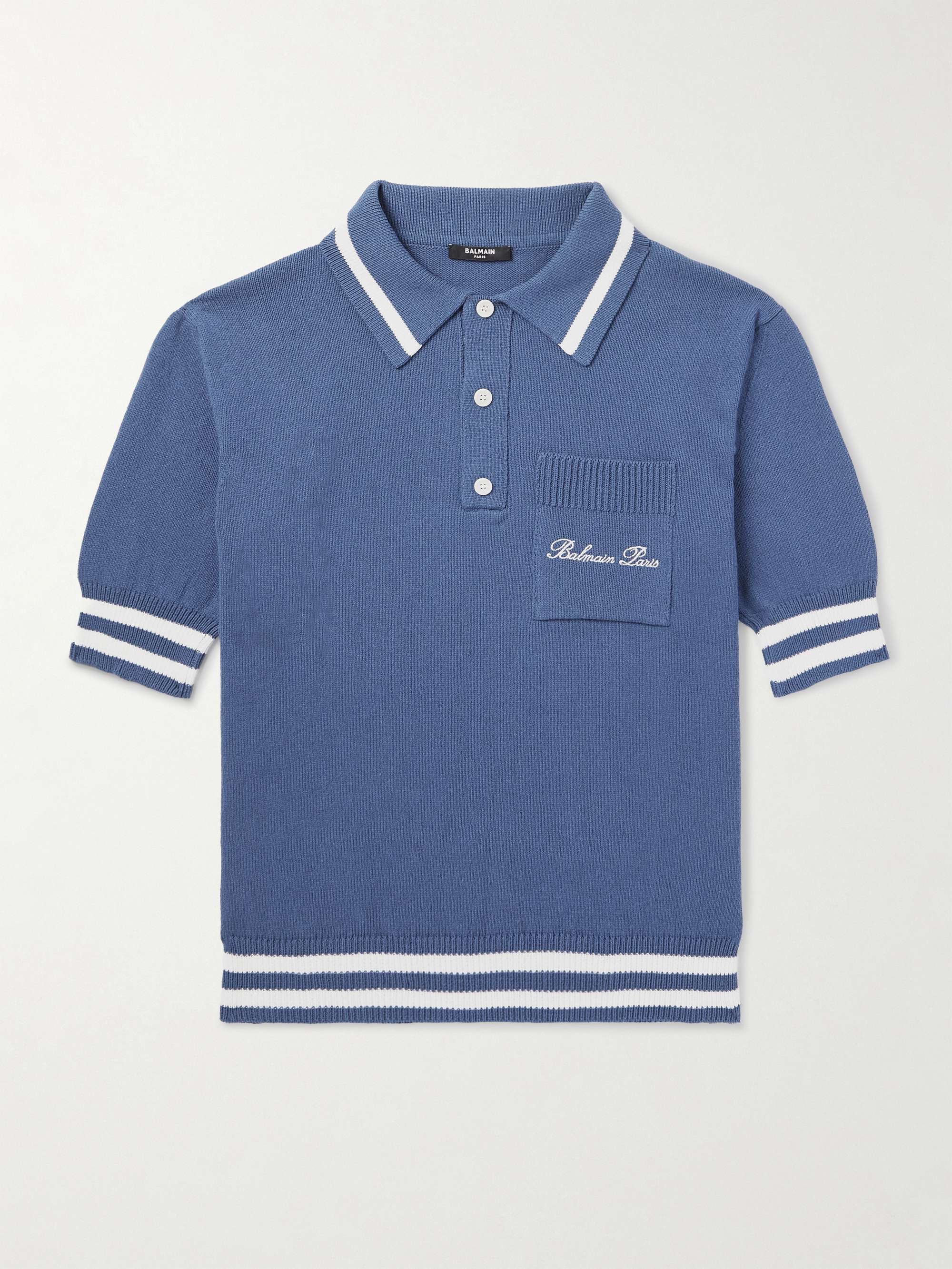 BALENCIAGA Oversized Striped Cotton-Piqué Polo Shirt for Men