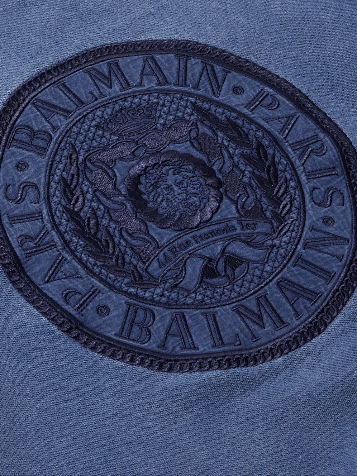 Shop Balmain Logo-embroidered Cotton-jersey Sweatshirt In Blue