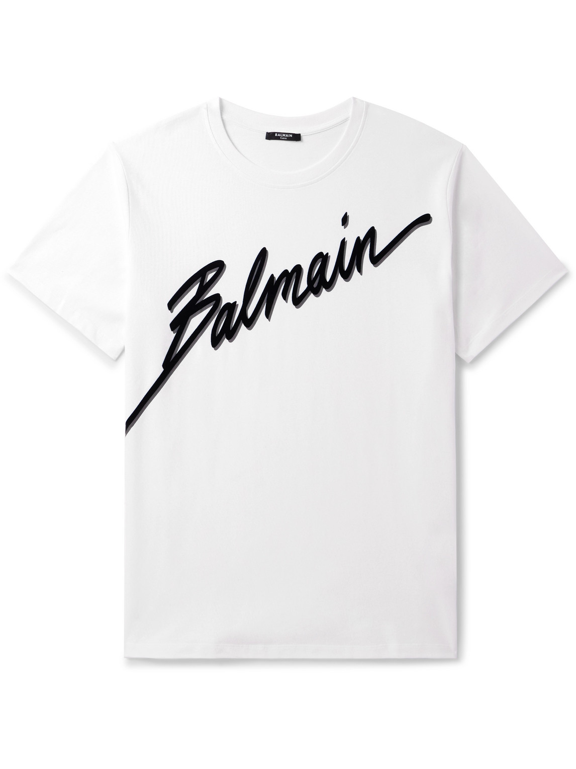 Balmain Men White Crewneck T-shirt With Maxi Logo Lettering On The Front In Cotton Man In White