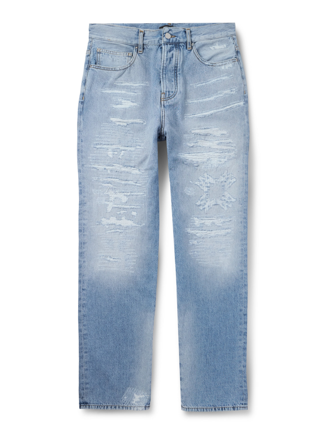 Amiri Ma Quad Straight-leg Distressed Jeans In Blue