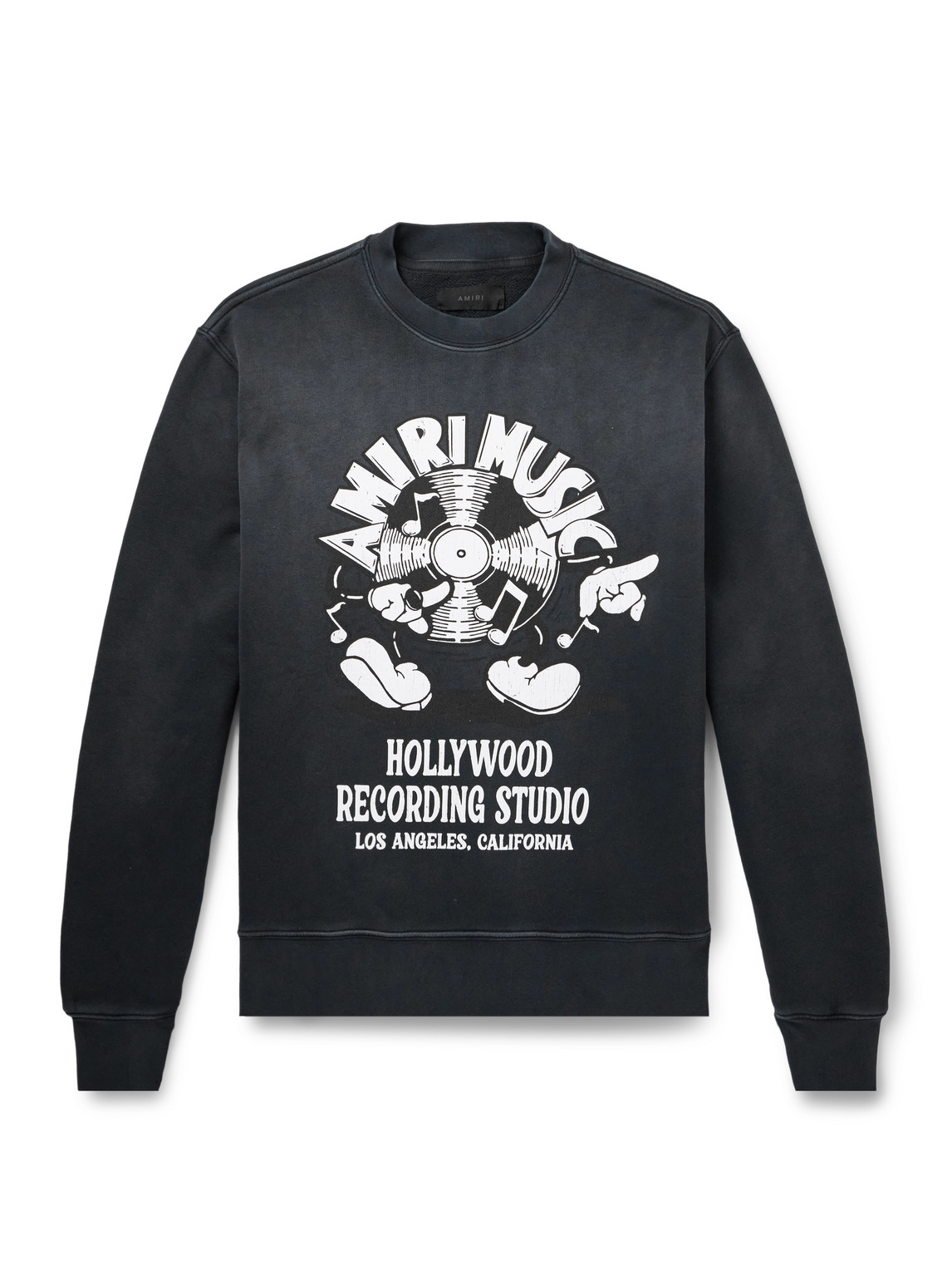 Amiri Music Record Logo-print Cotton-jersey Sweatshirt In Black
