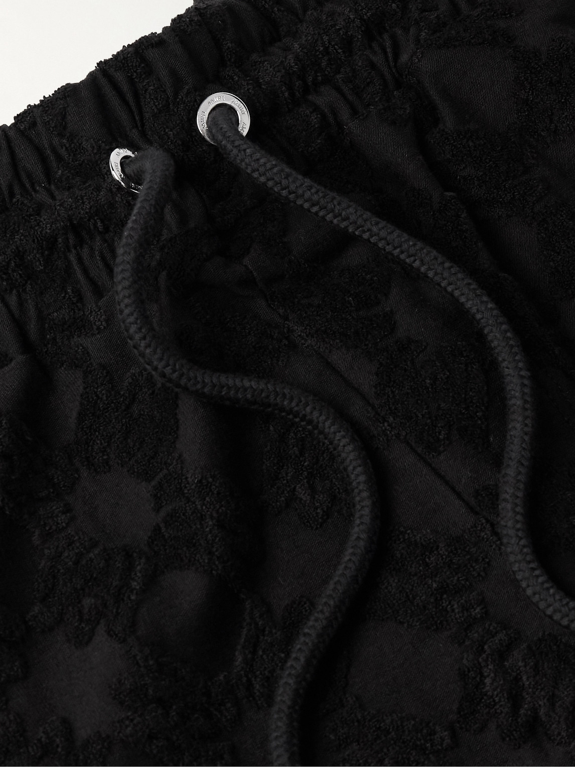 Amiri Black Bermuda Shorts With All-over Ma Quads Motif And Embroidered Logo On The Front In Black