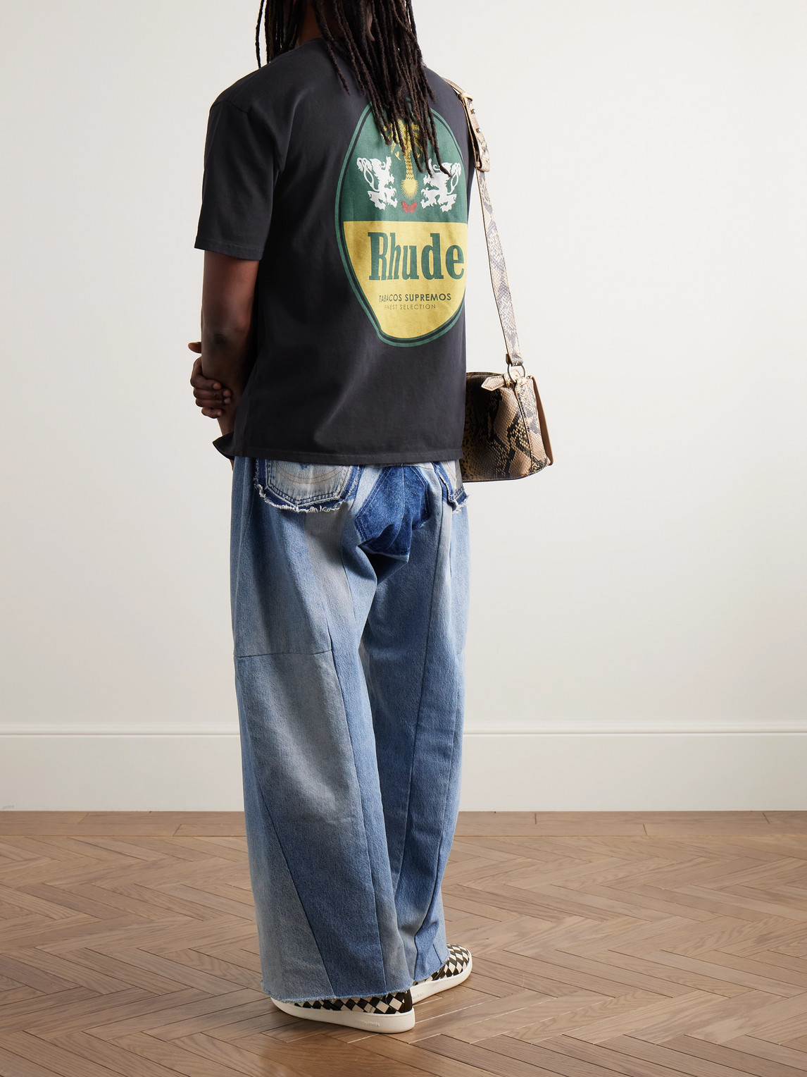 Rhude Tobacco Logo-print Cotton-jersey T-shirt In Black