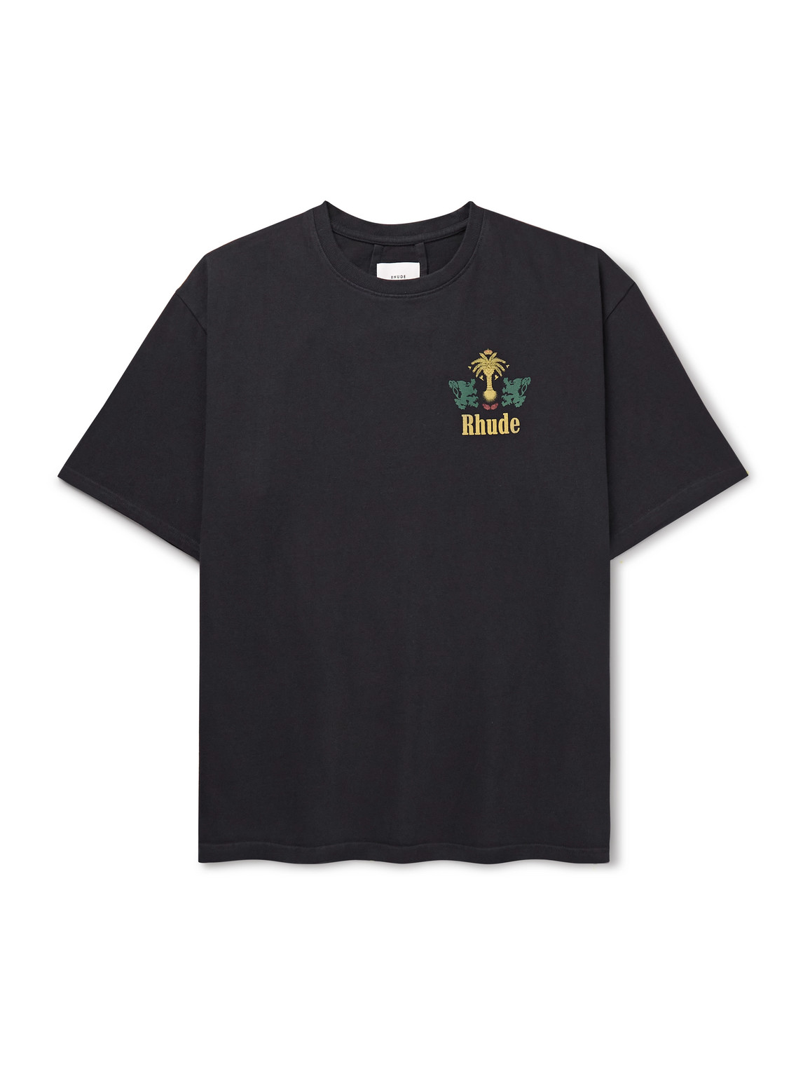 Rhude Tobacco Logo-print Cotton-jersey T-shirt In Black