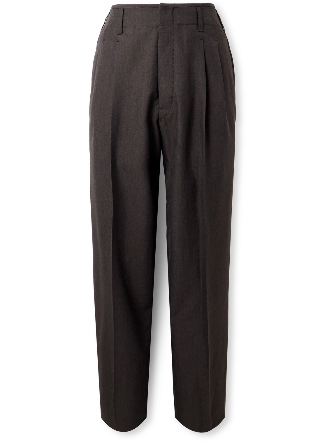 Straight-Leg Pleated Tropical Twill Trousers