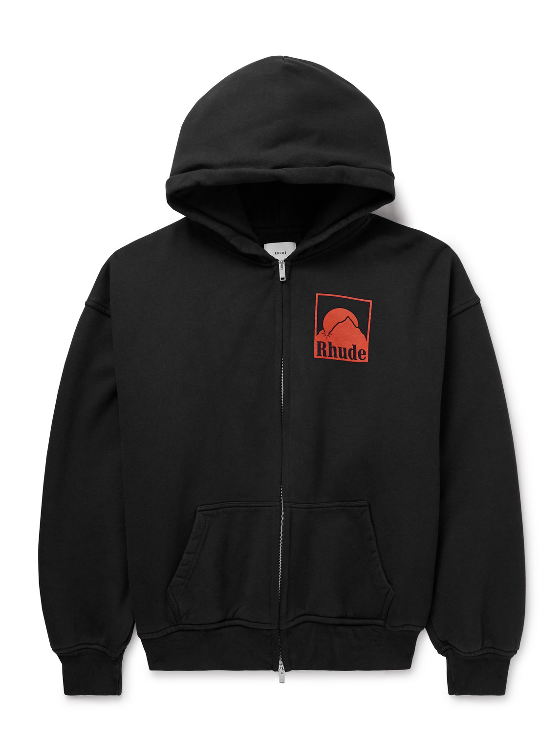 Rhude Moonlight Badge Logo-print Cotton-jersey Zip-up Hoodie