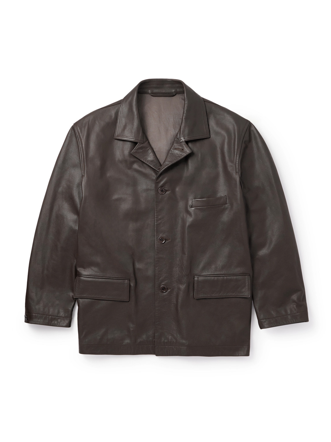 Lemaire Leather Jacket In Brown