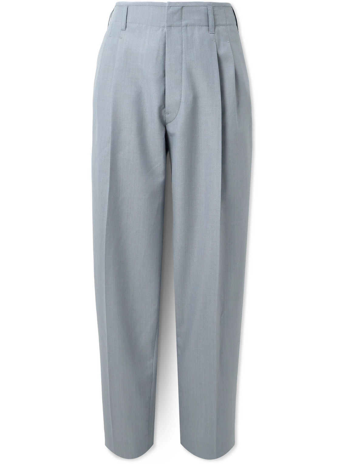 Lemaire Tapered Pleated Twill Trousers In Blue