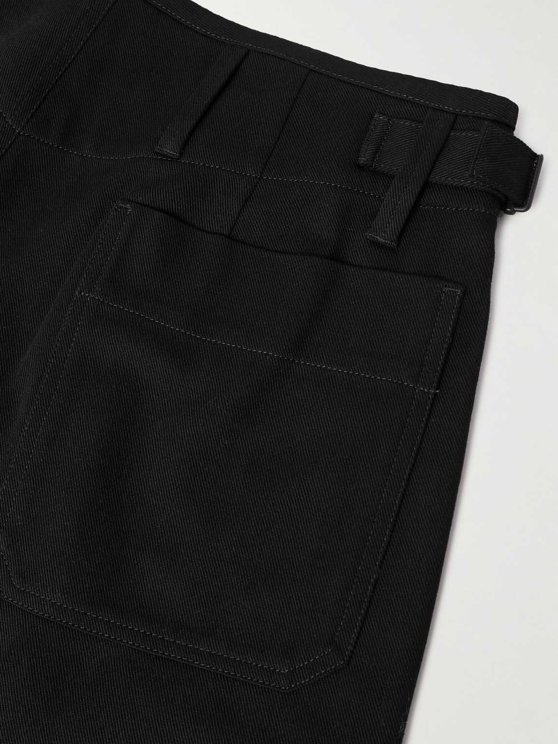 Shop Lemaire Carrot Tapered Pleated Cotton-drill Trousers In Black