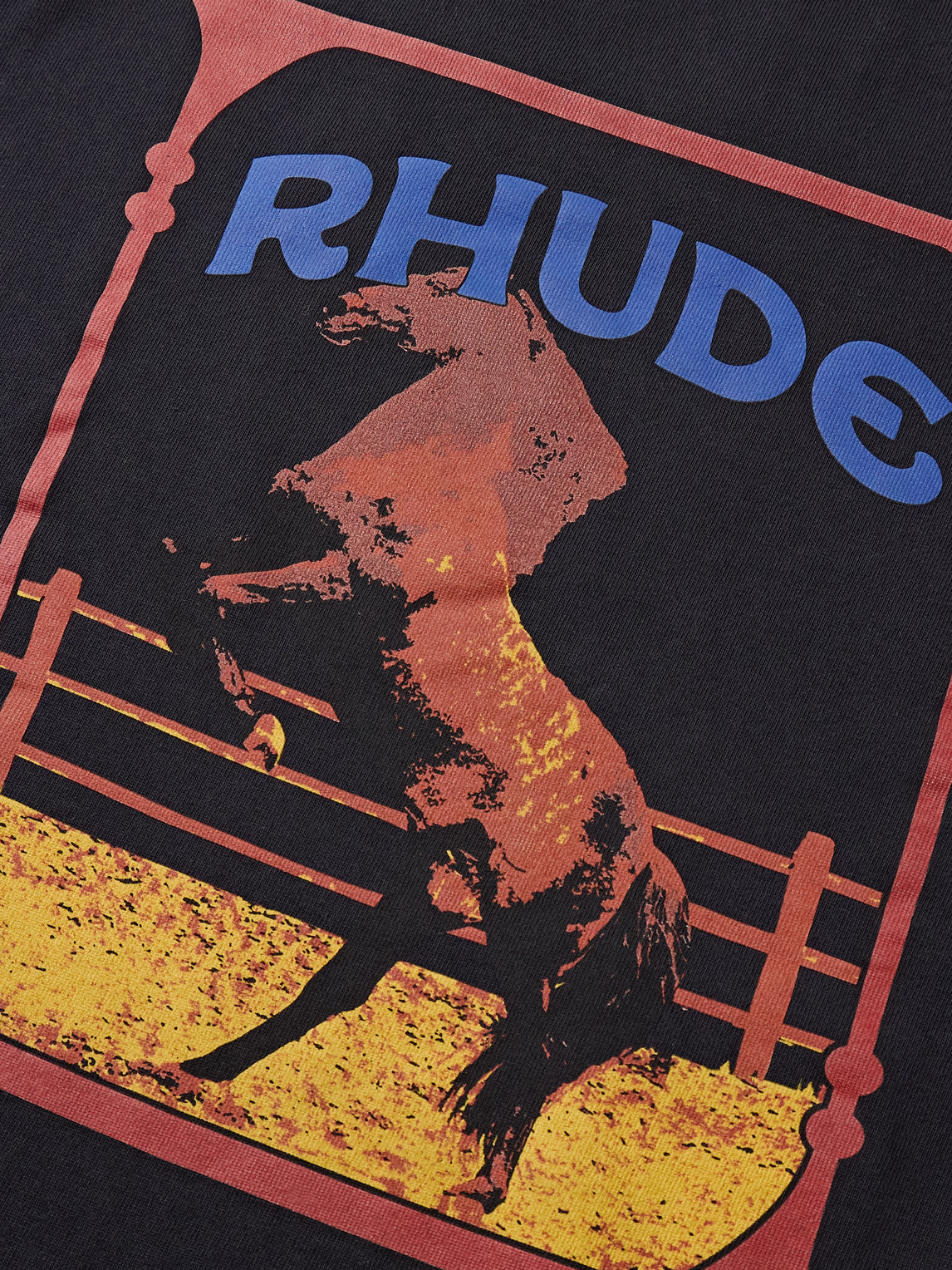 Rhude Cadre Noir Logo-print Cotton-jersey T-shirt In Black