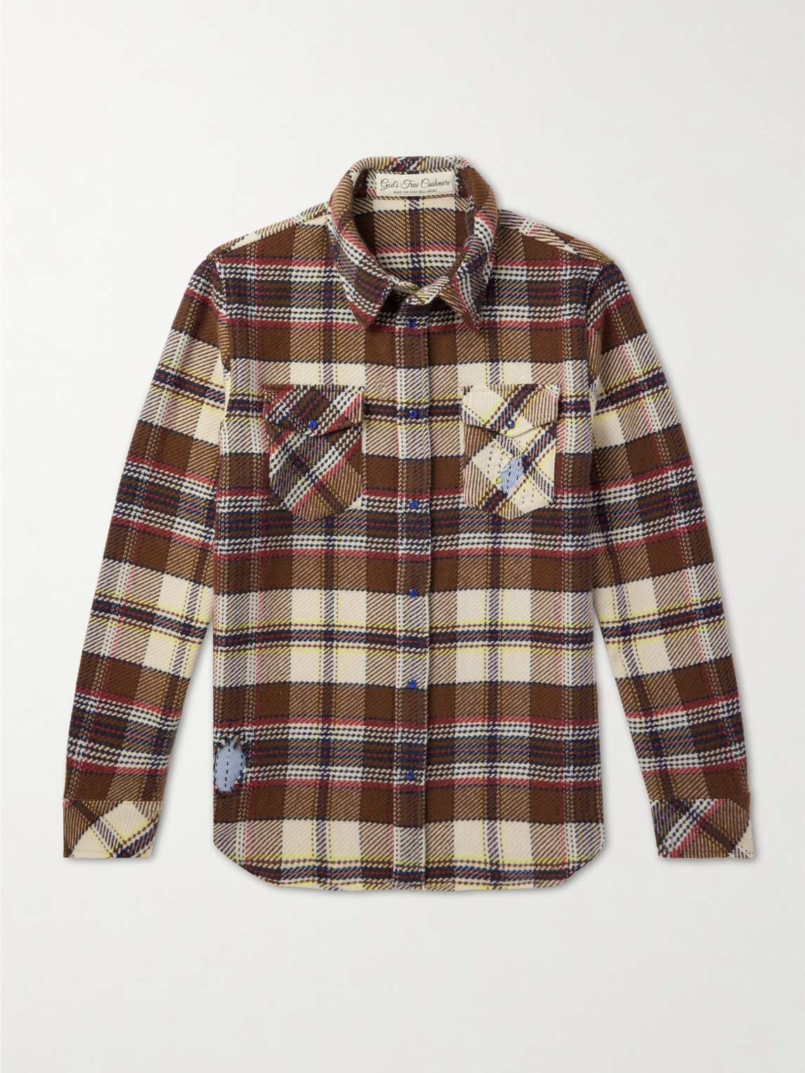 God's True Cashmere Distressed Checked Cashmere Shirt - Men