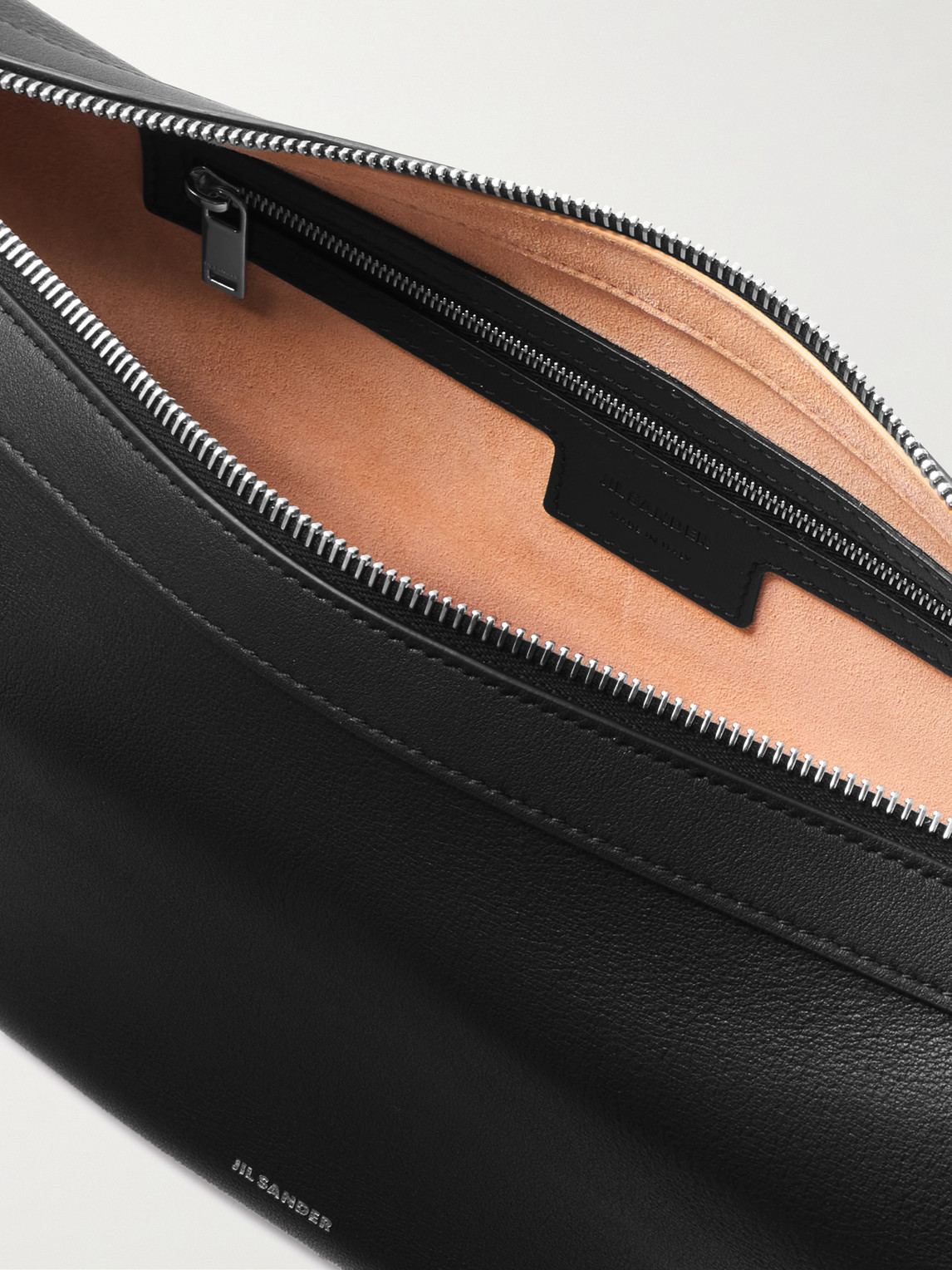 Jil Sander Knot Large Leather Shoulder Bag In Black