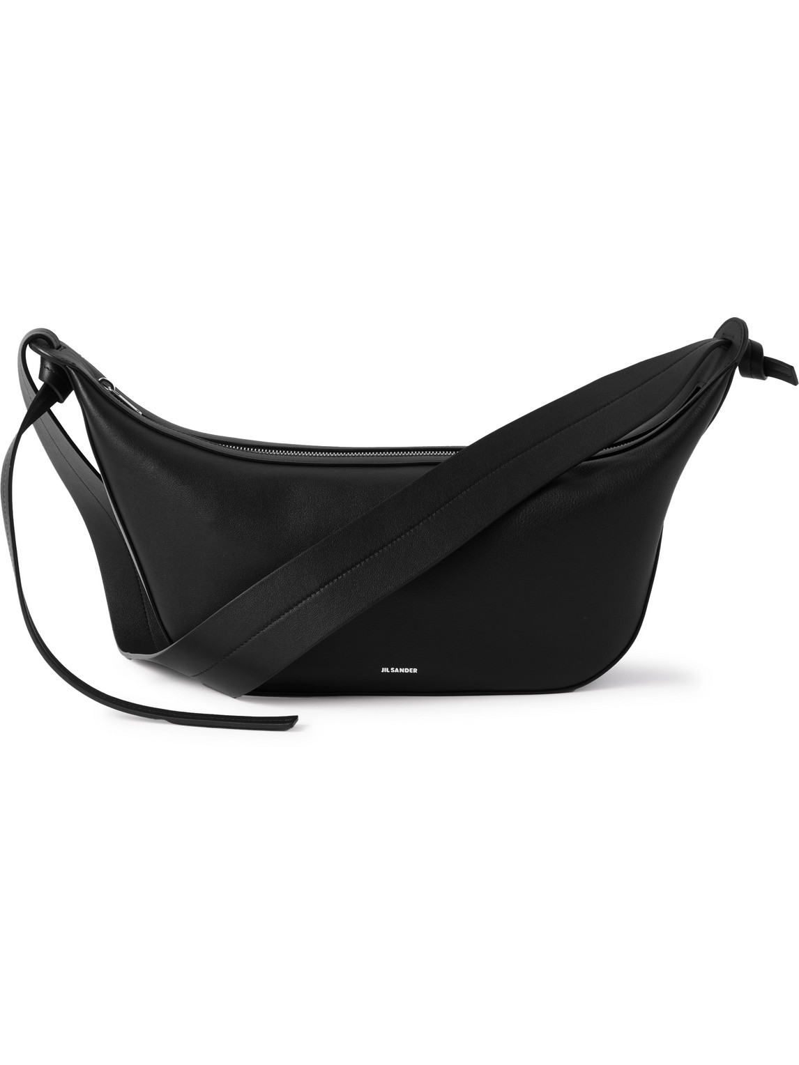 Jil Sander Knot Large Leather Shoulder Bag In Black
