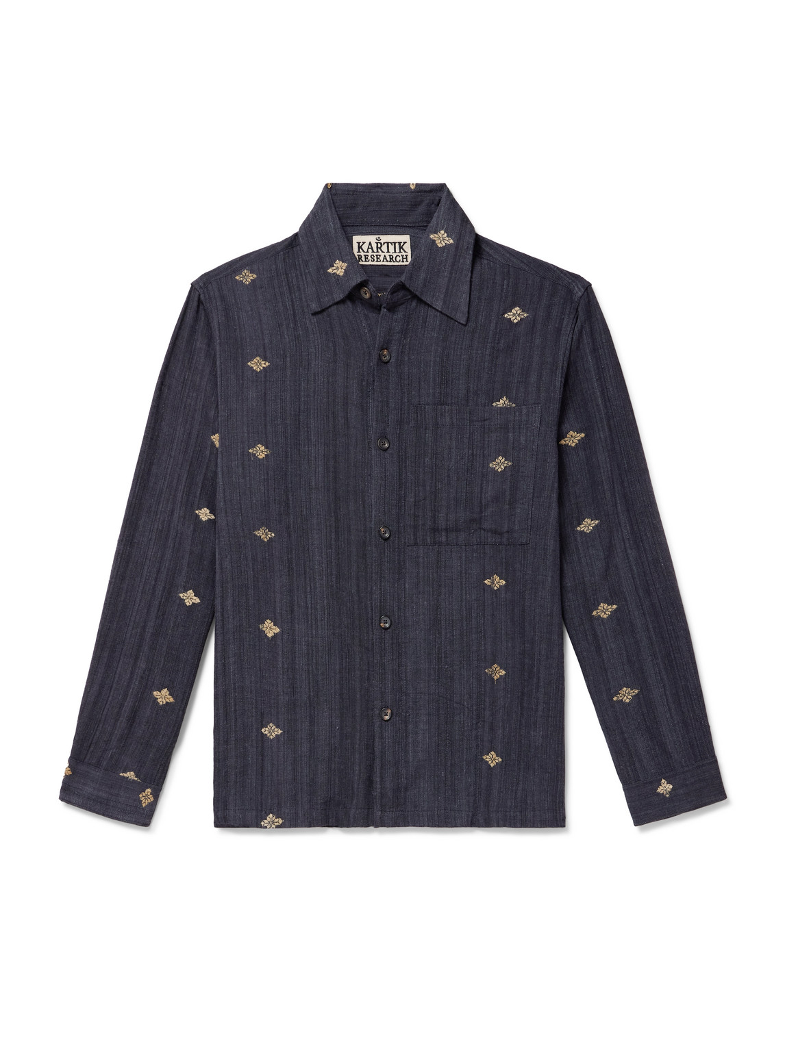 Kartik Research Embroidered Silk Shirt In Gray