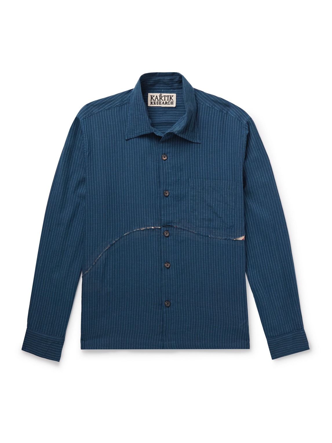 Distressed Printed Cotton and Silk-Blend Shirt