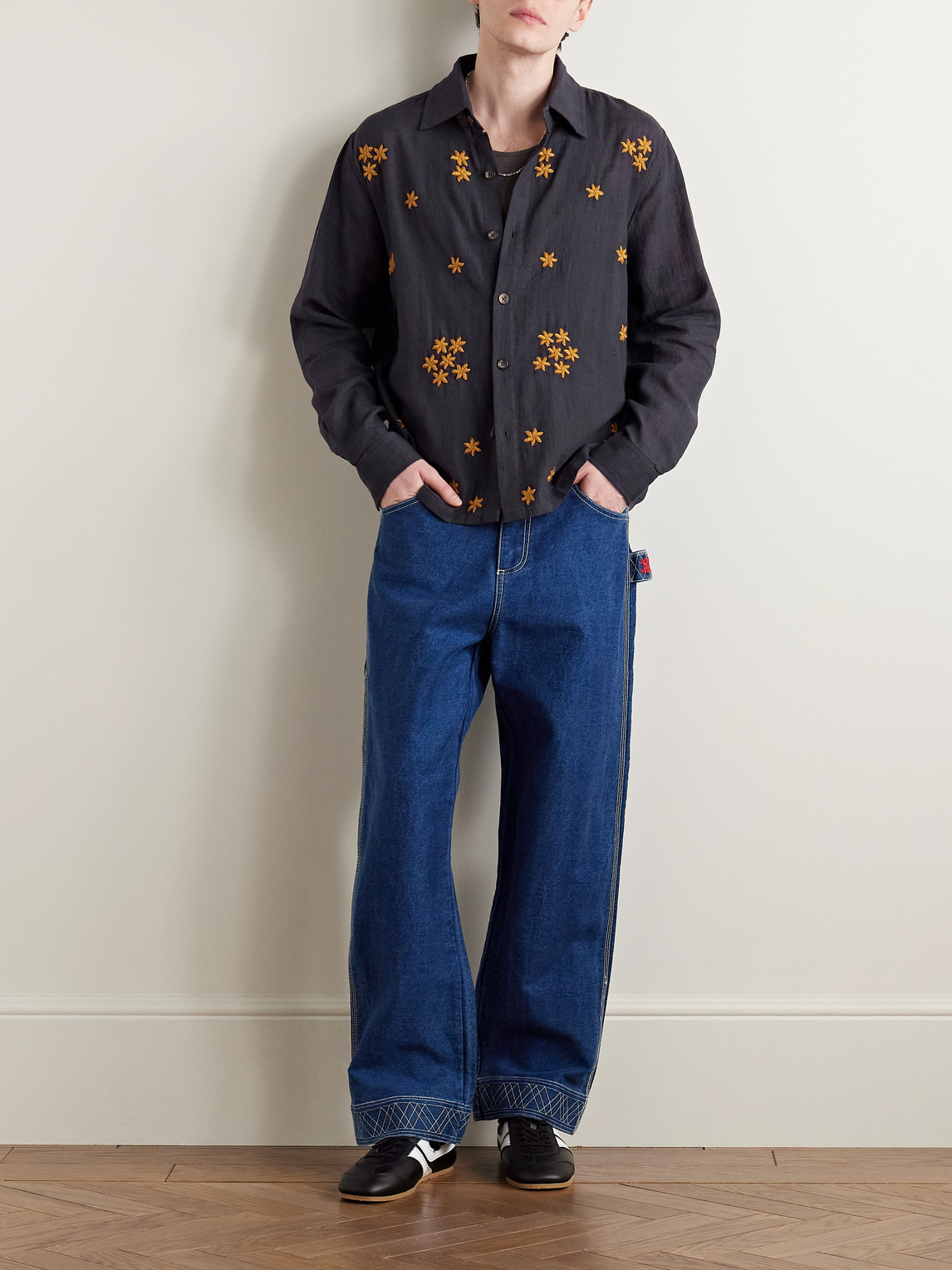 Shop Kartik Research Embroidered Cotton-voile Shirt In Purple