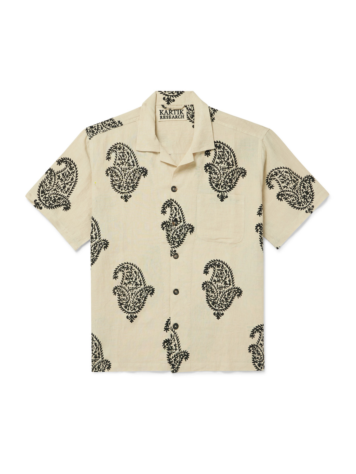Kartik Research Camp-collar Paisley-print Linen Shirt In Neutrals
