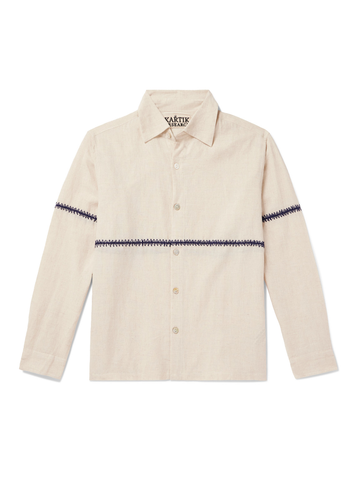 Kartik Research Embroidered Ramie Shirt In Neutrals