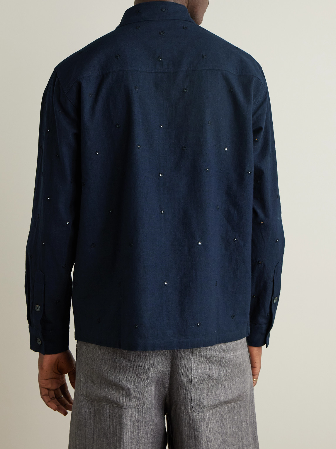 Shop Kartik Research Embellished Cotton Shirt In Black