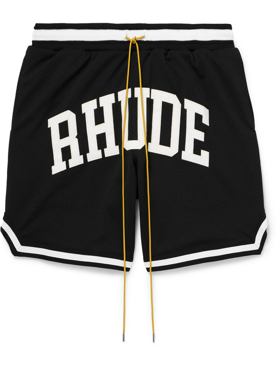 Shop Rhude Logo-appliquéd Mesh Drawstring Shorts In Black