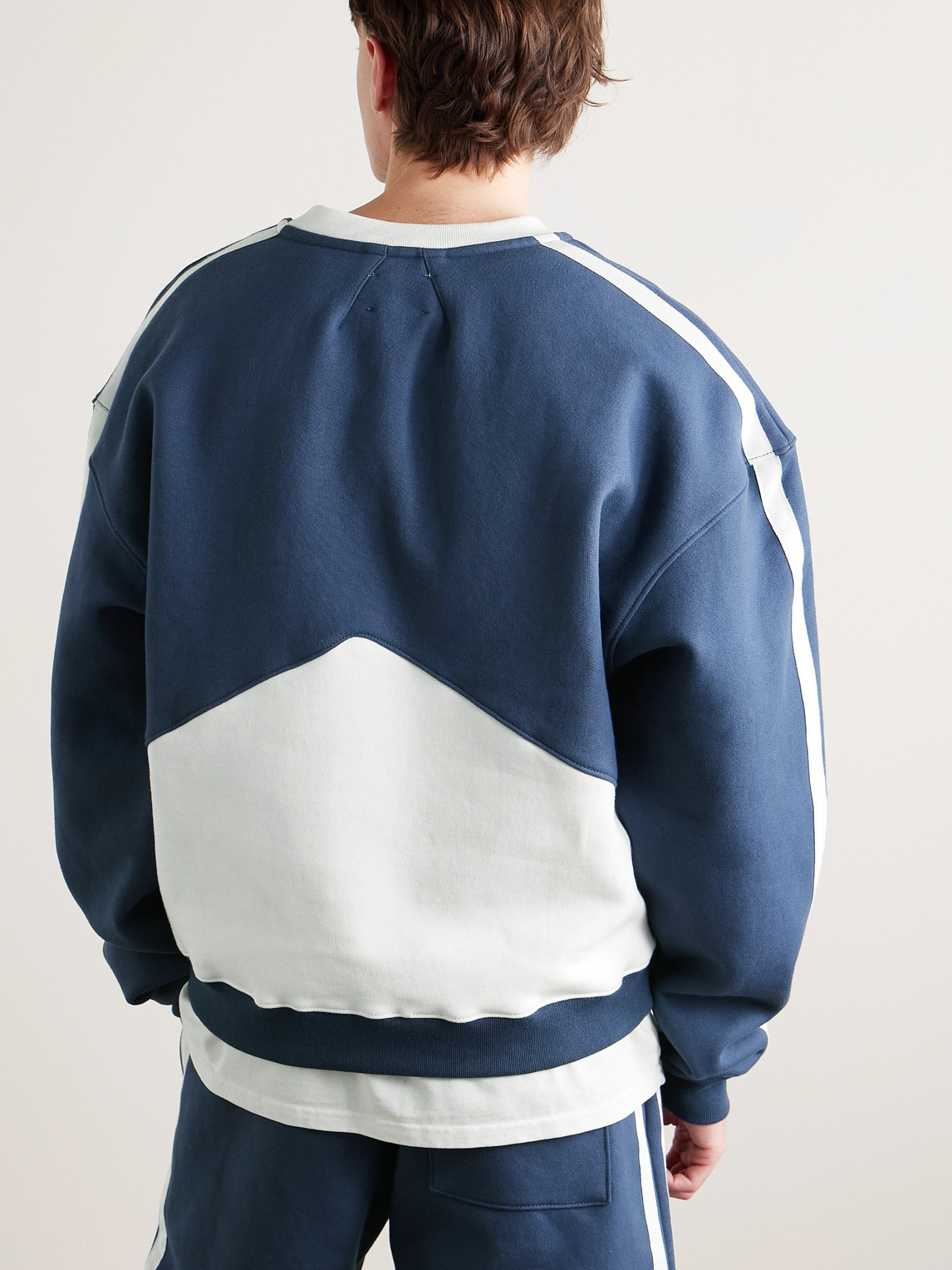 Rhude Men's Champions Colorblock Sweatshirt In Blue