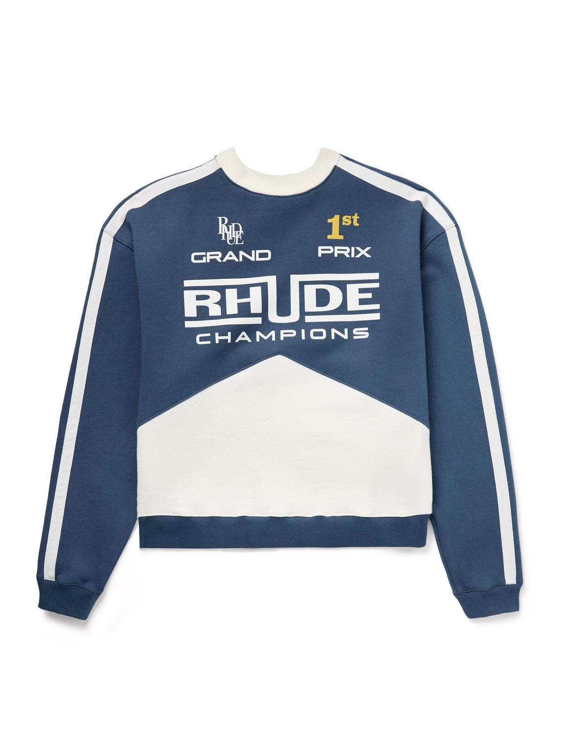 Rhude Men's Champions Colorblock Sweatshirt In Blue