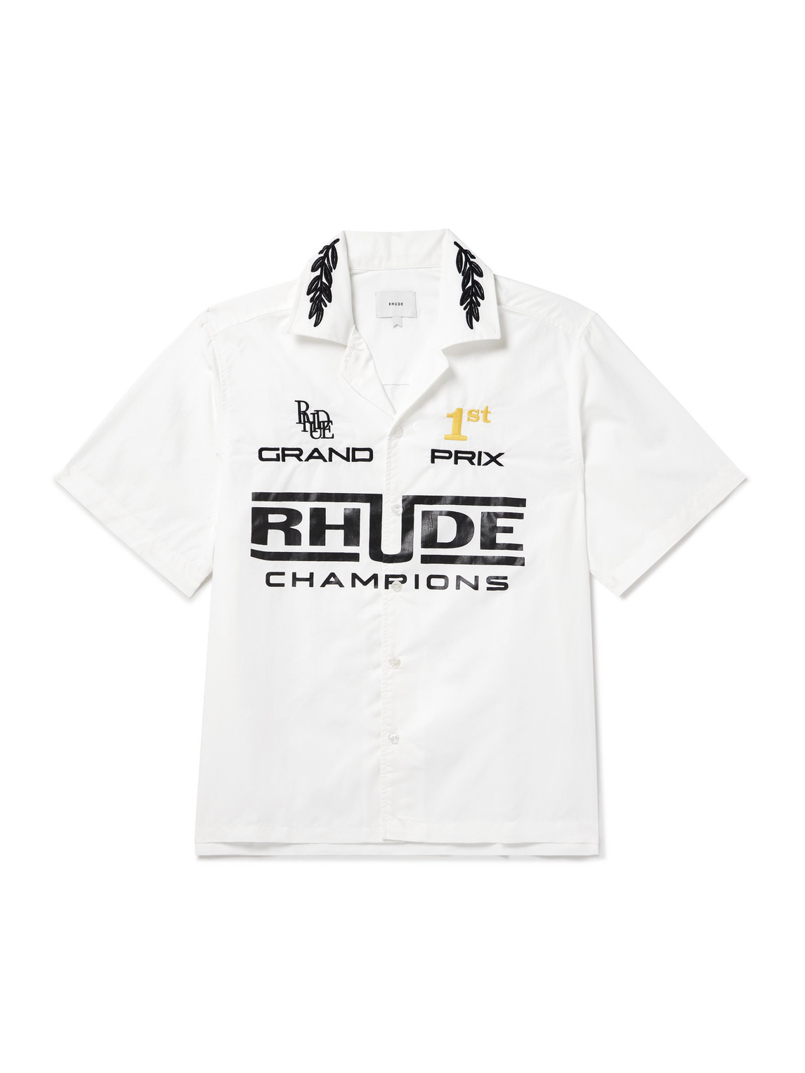 Camp-Collar Logo-Print Embroidered Poplin Shirt