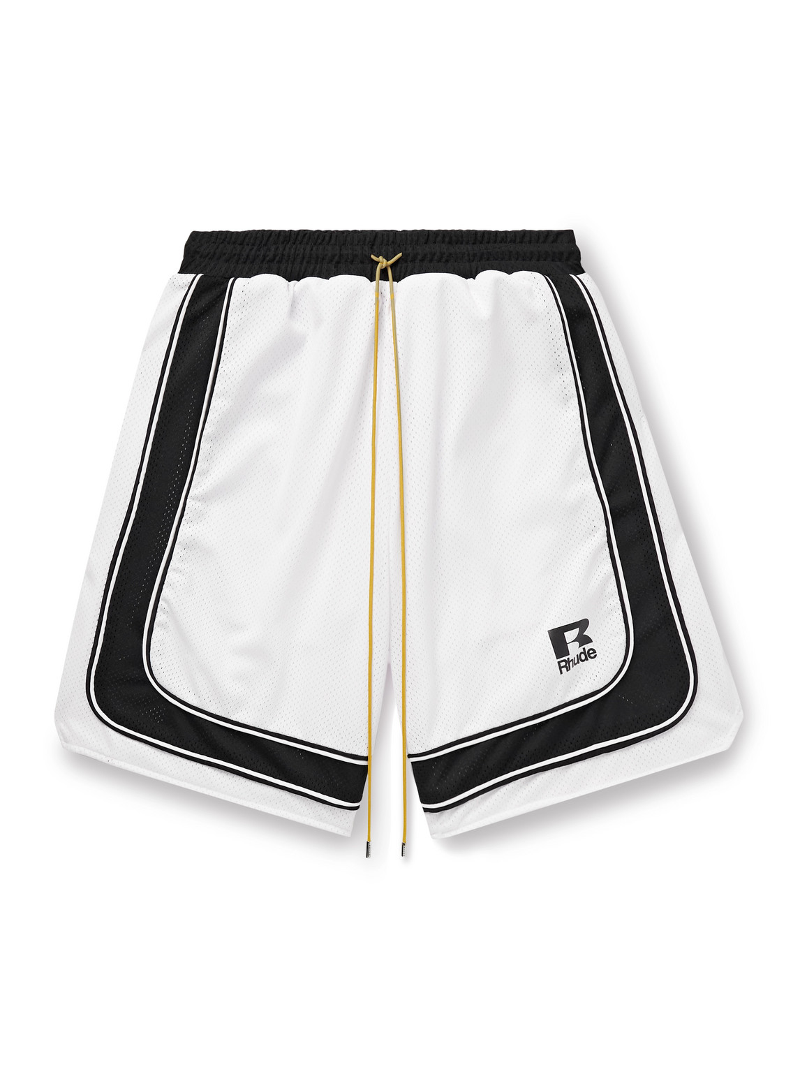 Wide-Leg Logo-Print Mesh Drawstring Shorts