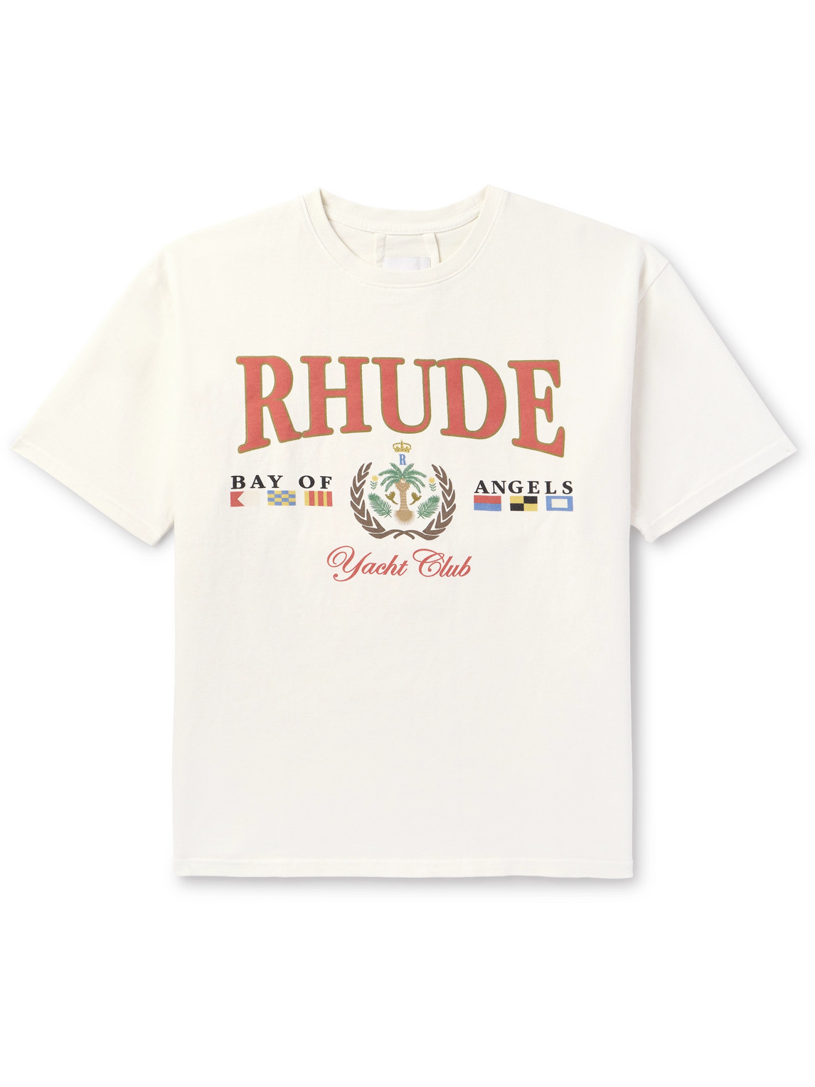 Shop Rhude Bay Of Angels Logo-print Cotton-jersey T-shirt In White