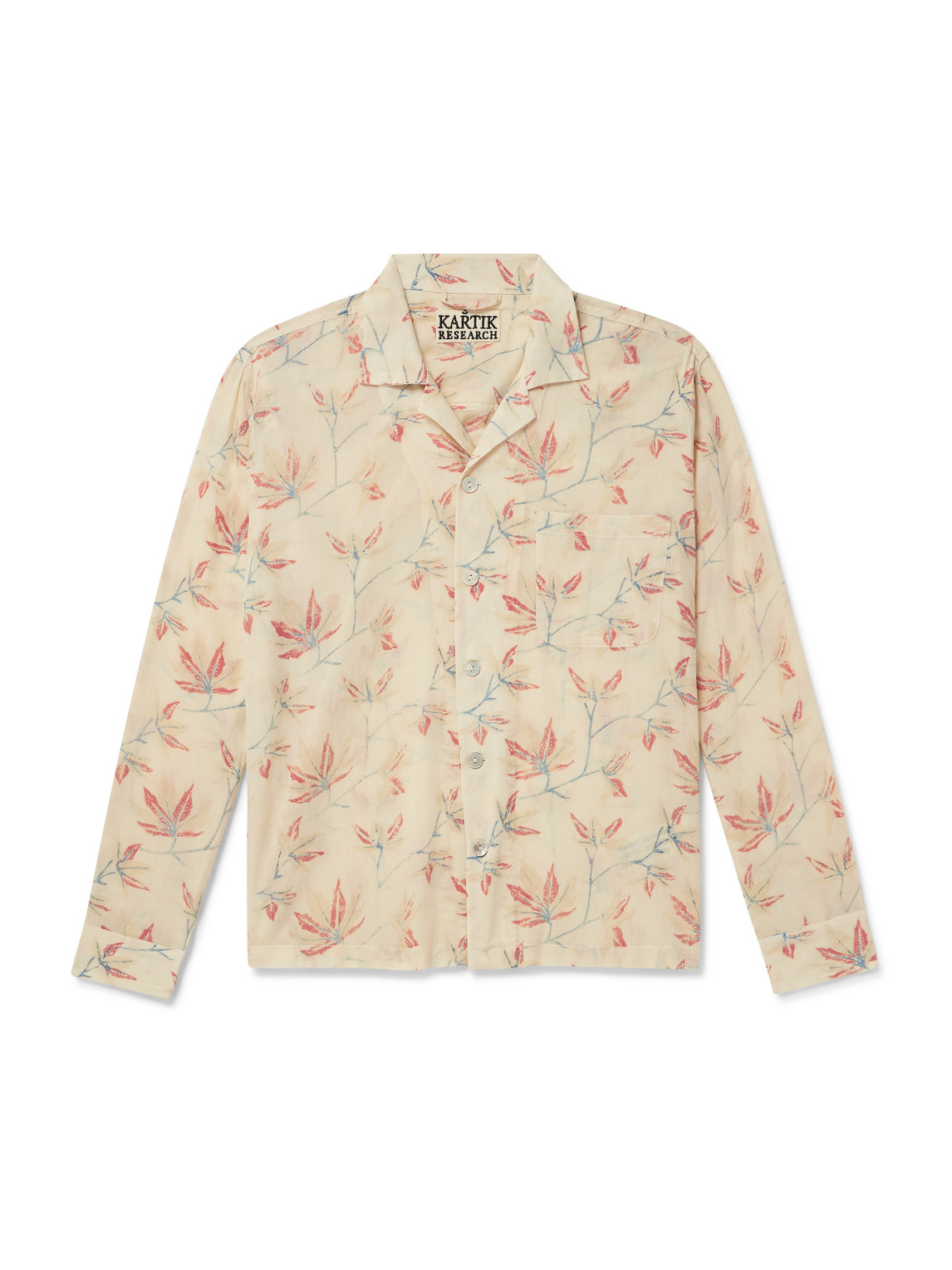 Kartik Research Camp-collar Floral-print Cotton-voile Shirt In Neutrals