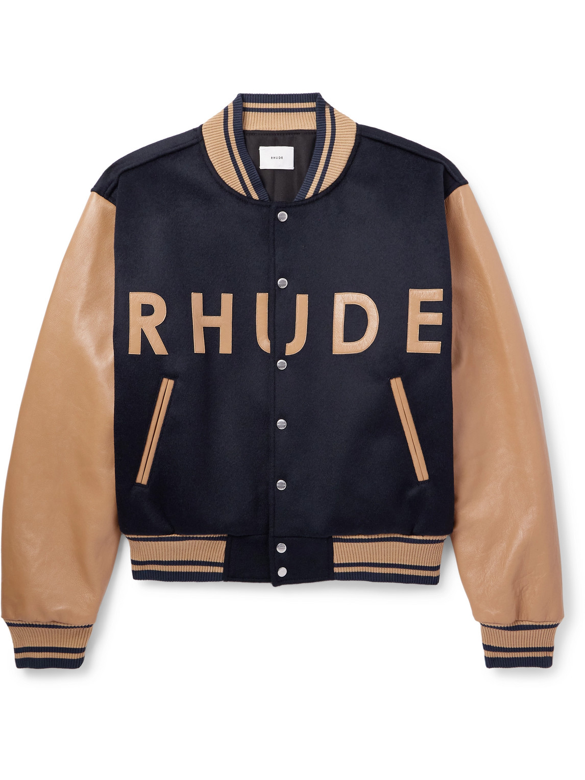 Logo-Appliquéd Wool-Felt and Leather Varsity Jacket