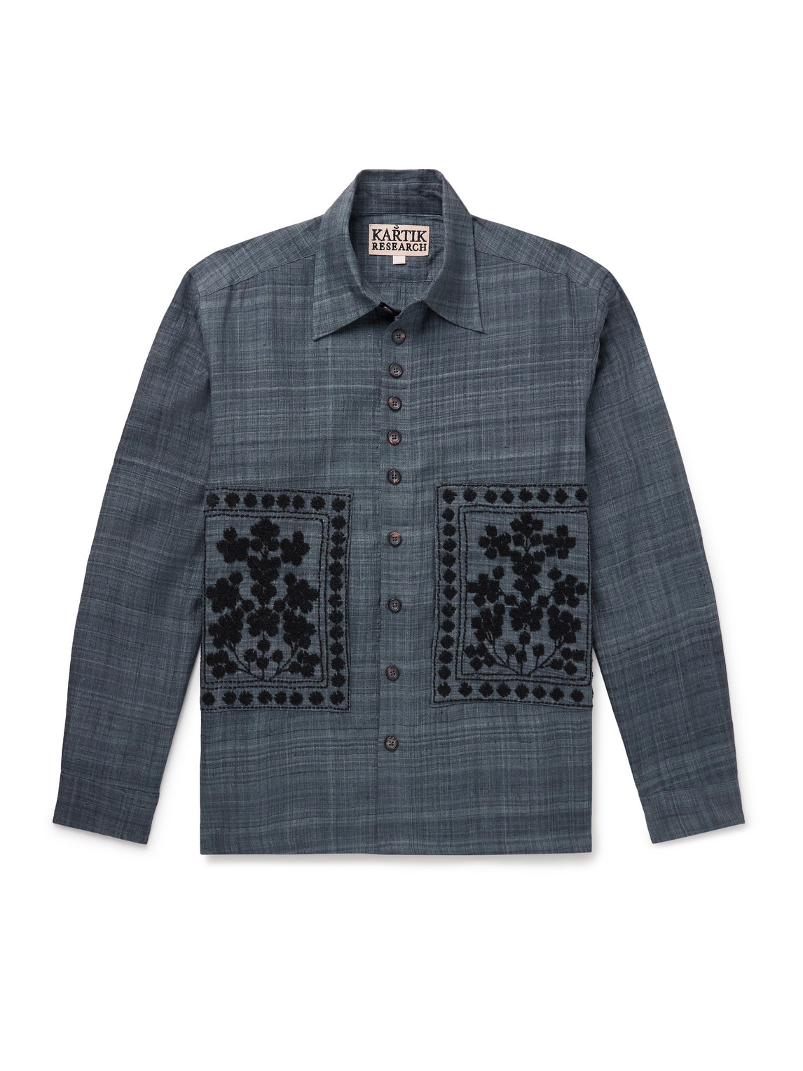 Kartik Research Sultan Embroidered Silk Shirt In Gray