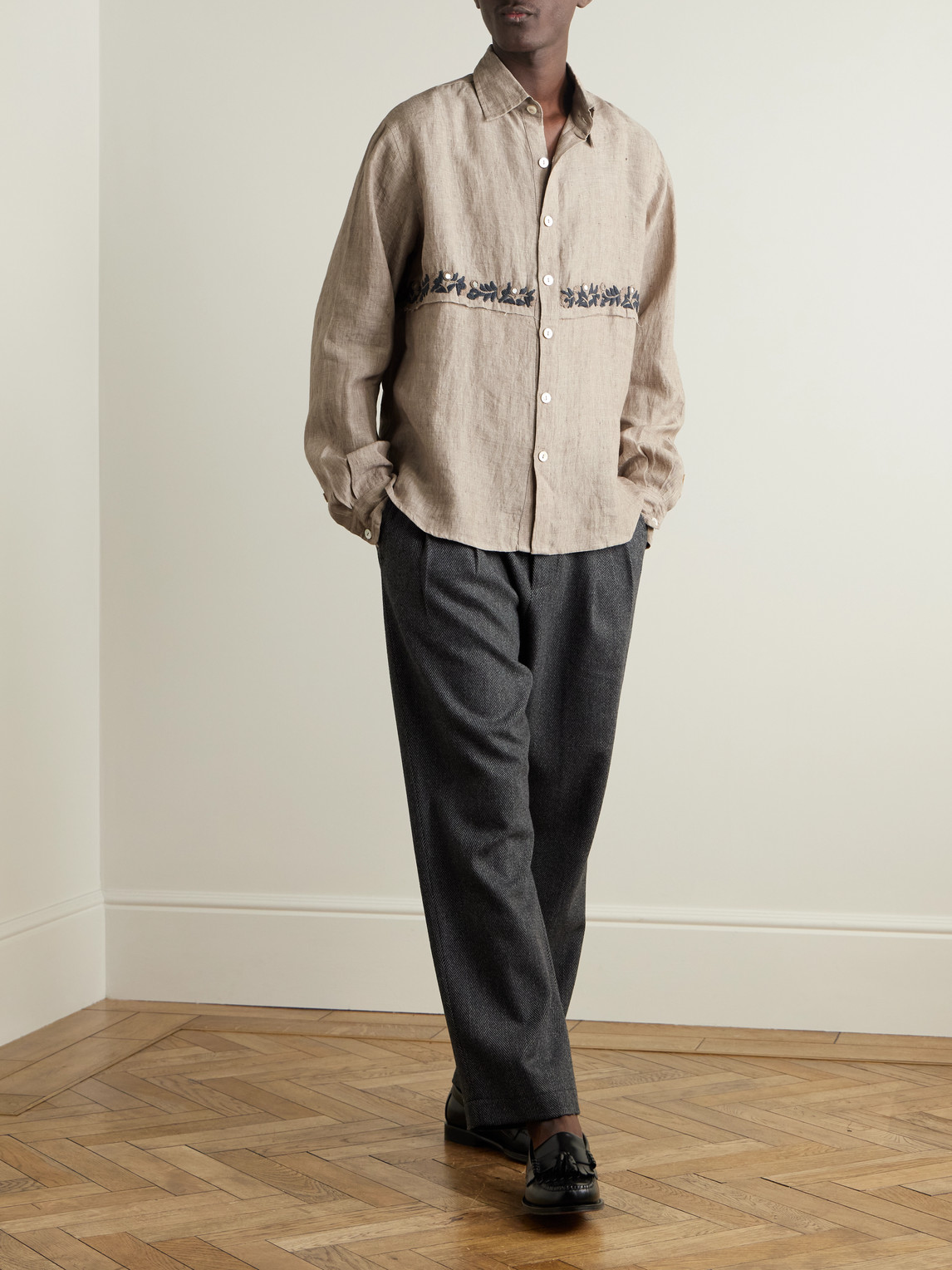 KARTIK RESEARCH EMBROIDERED LINEN SHIRT